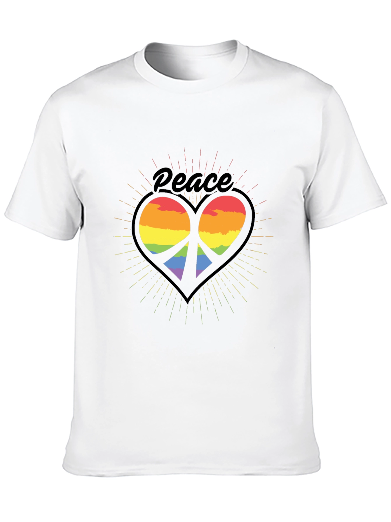 Black Peace Heart Rainbow T-Shirt - Black view 10