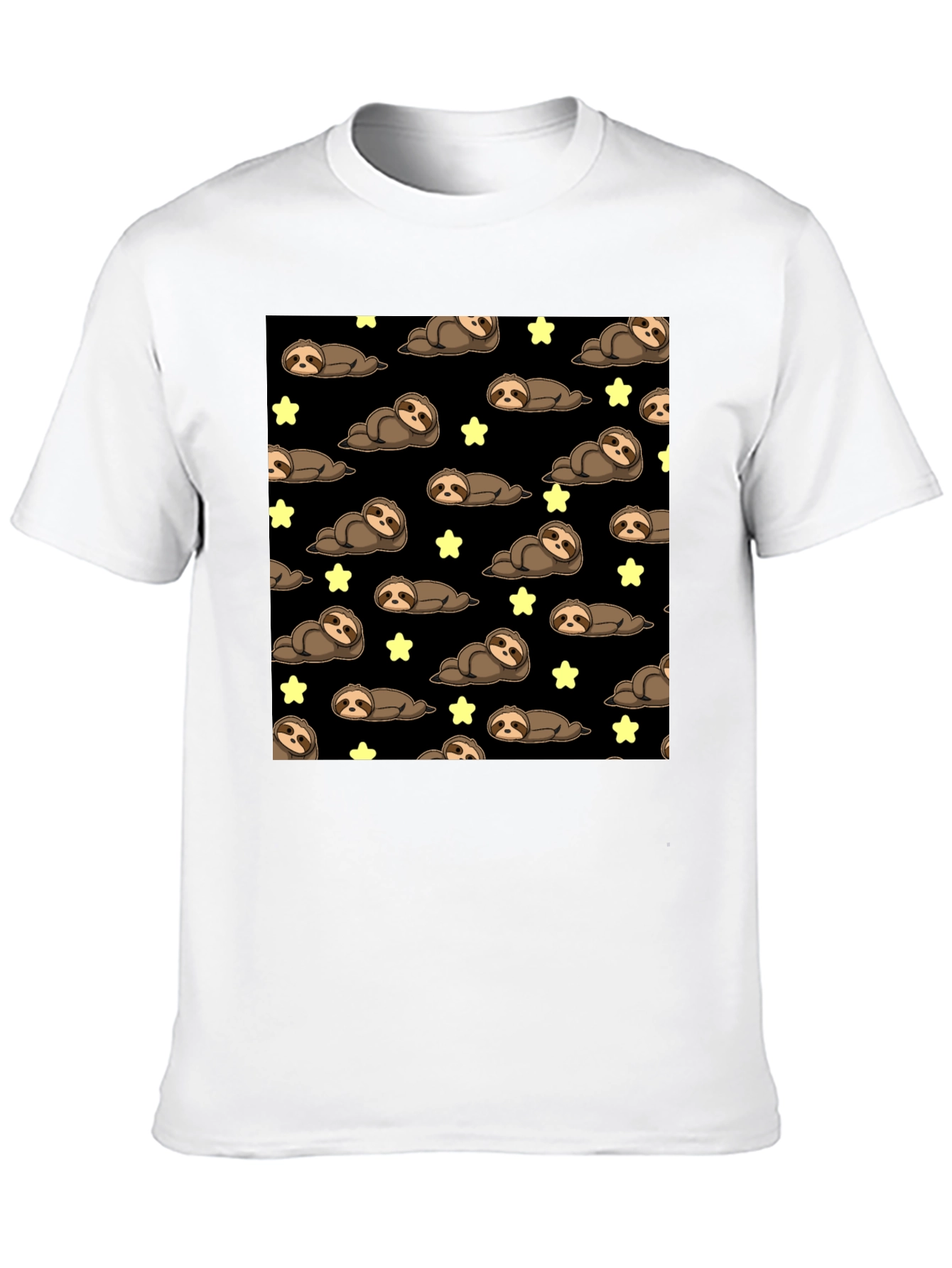 Black Cute Sloth Starry Night T-Shirt view 10