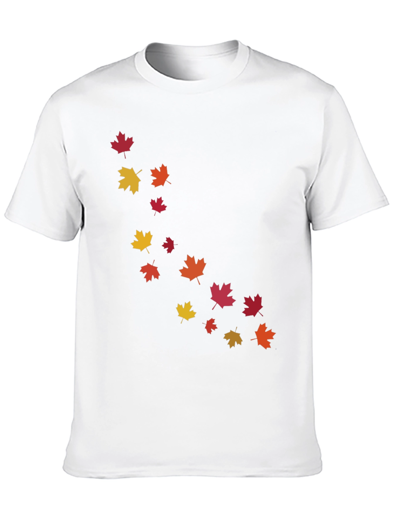 Black Autumn Maple Leaves Print Black T-Shirt view 10