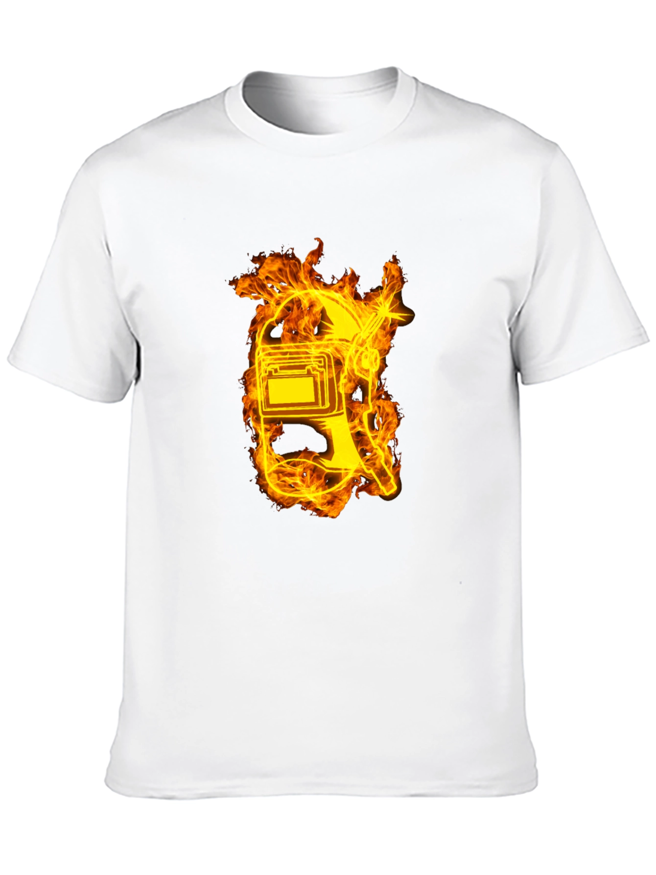 Black Flaming Welder T-Shirt - Black Cotton Tee view 10