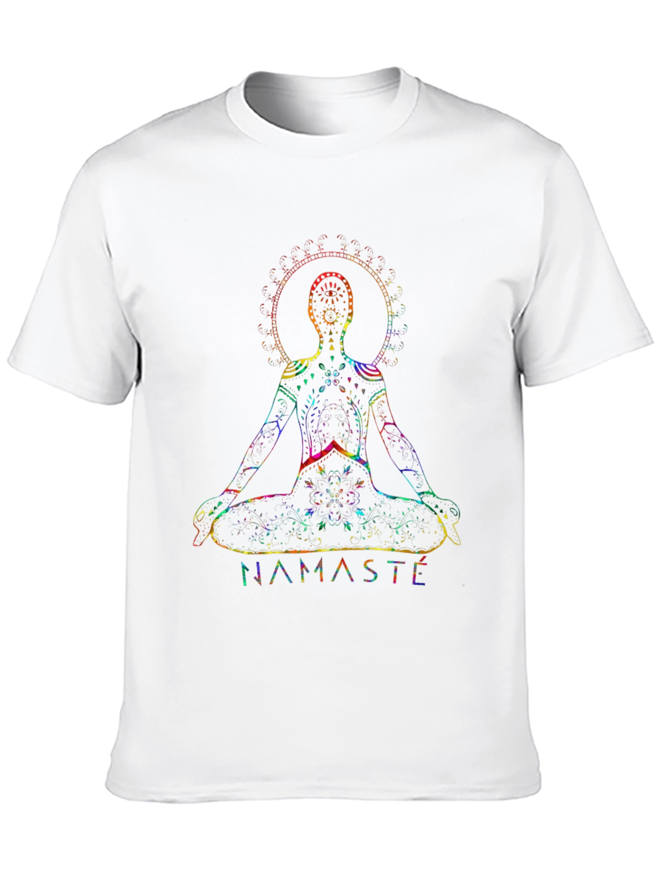 Black Namaste Yoga Rainbow Chakra Graphic Black T-Shirt view 10