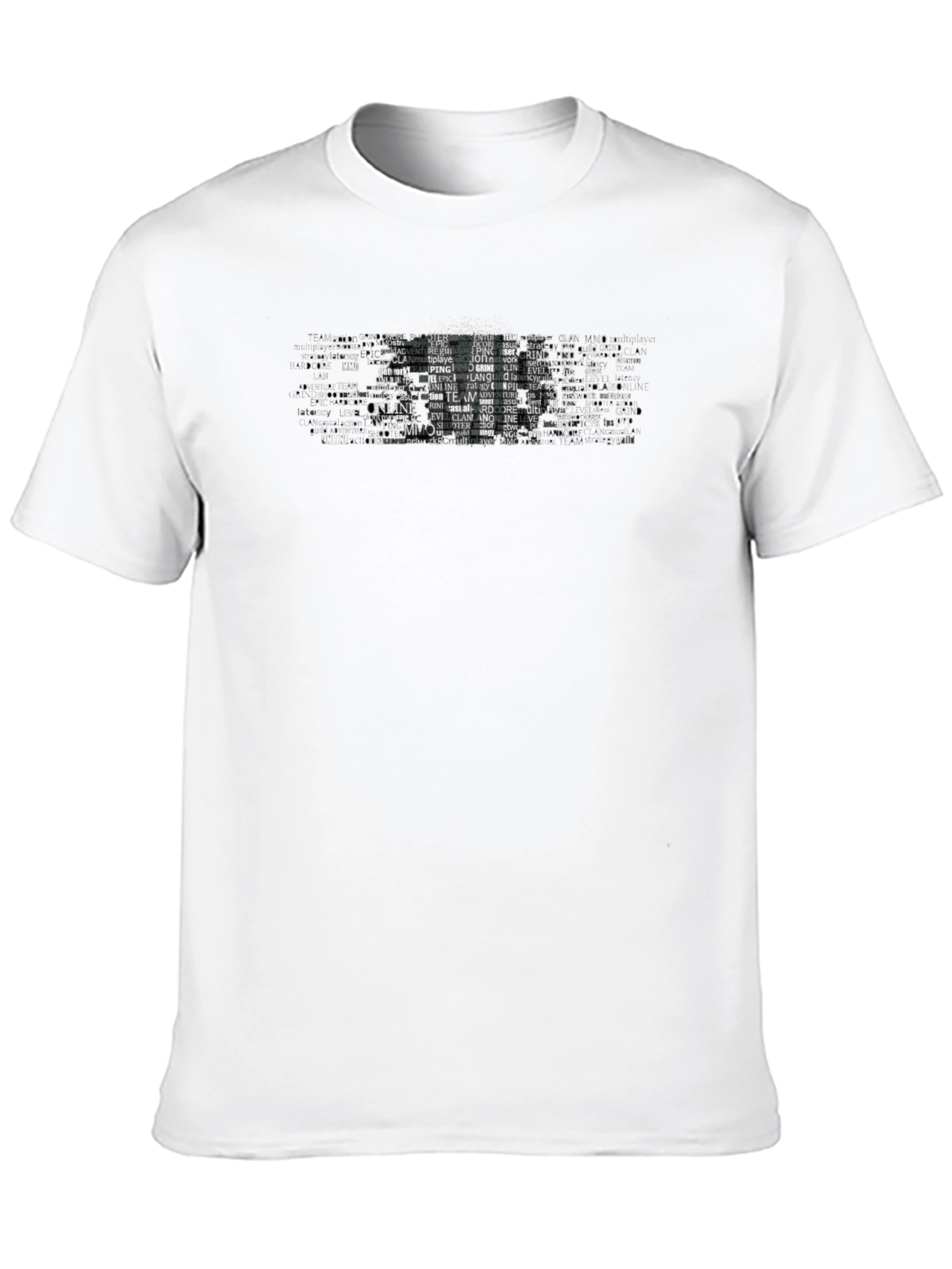 Black Gaming Word Art T-Shirt - Black Crew Neck view 10