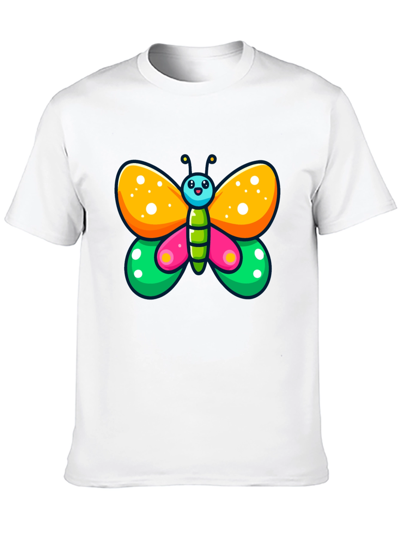 Black Cartoon Butterfly Graphic Black T-Shirt view 10