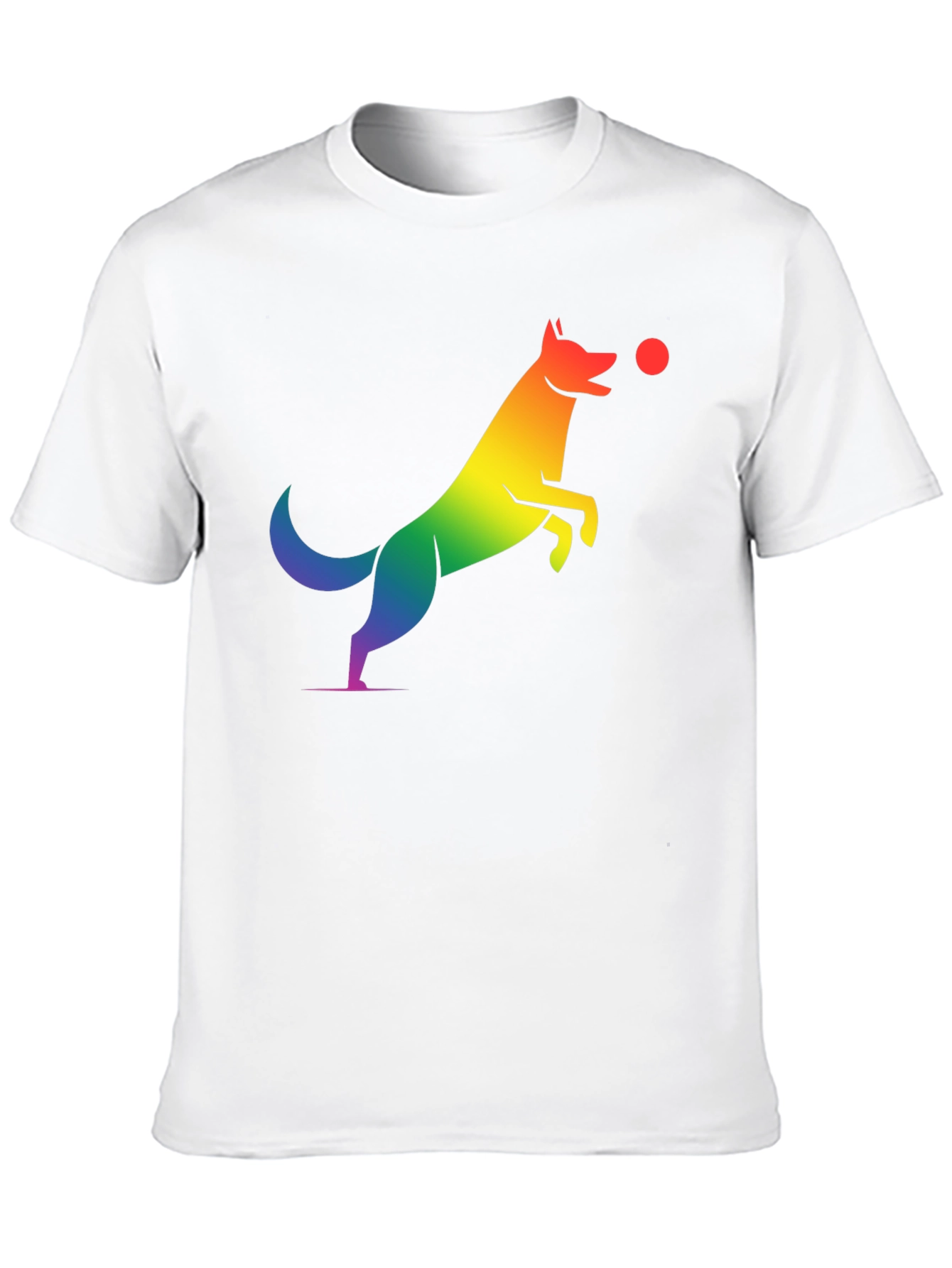 Black Rainbow Dog Catching Ball Graphic T-Shirt view 10