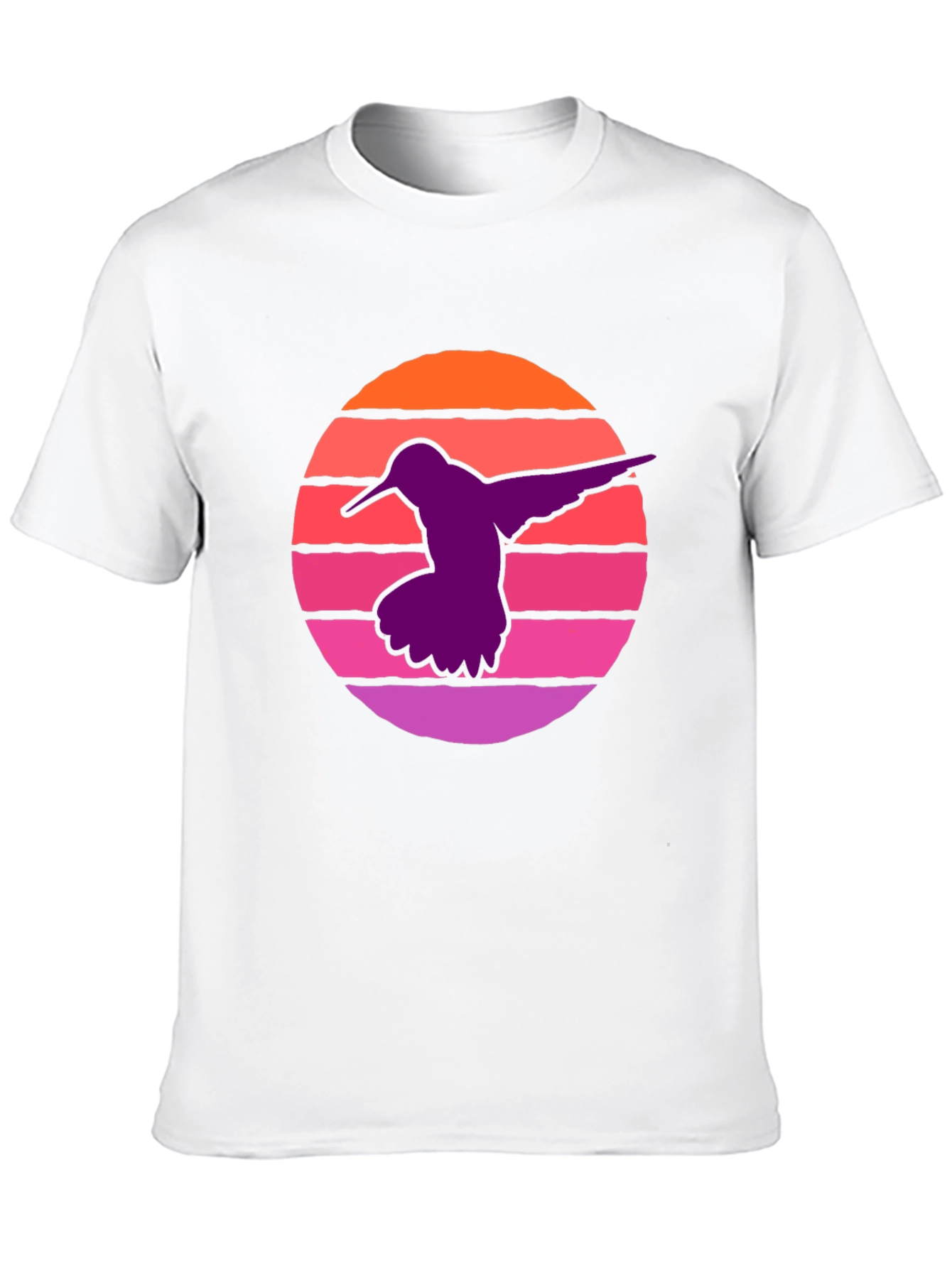 Black Hummingbird Sunset T-Shirt - Retro Style Black Tee view 10