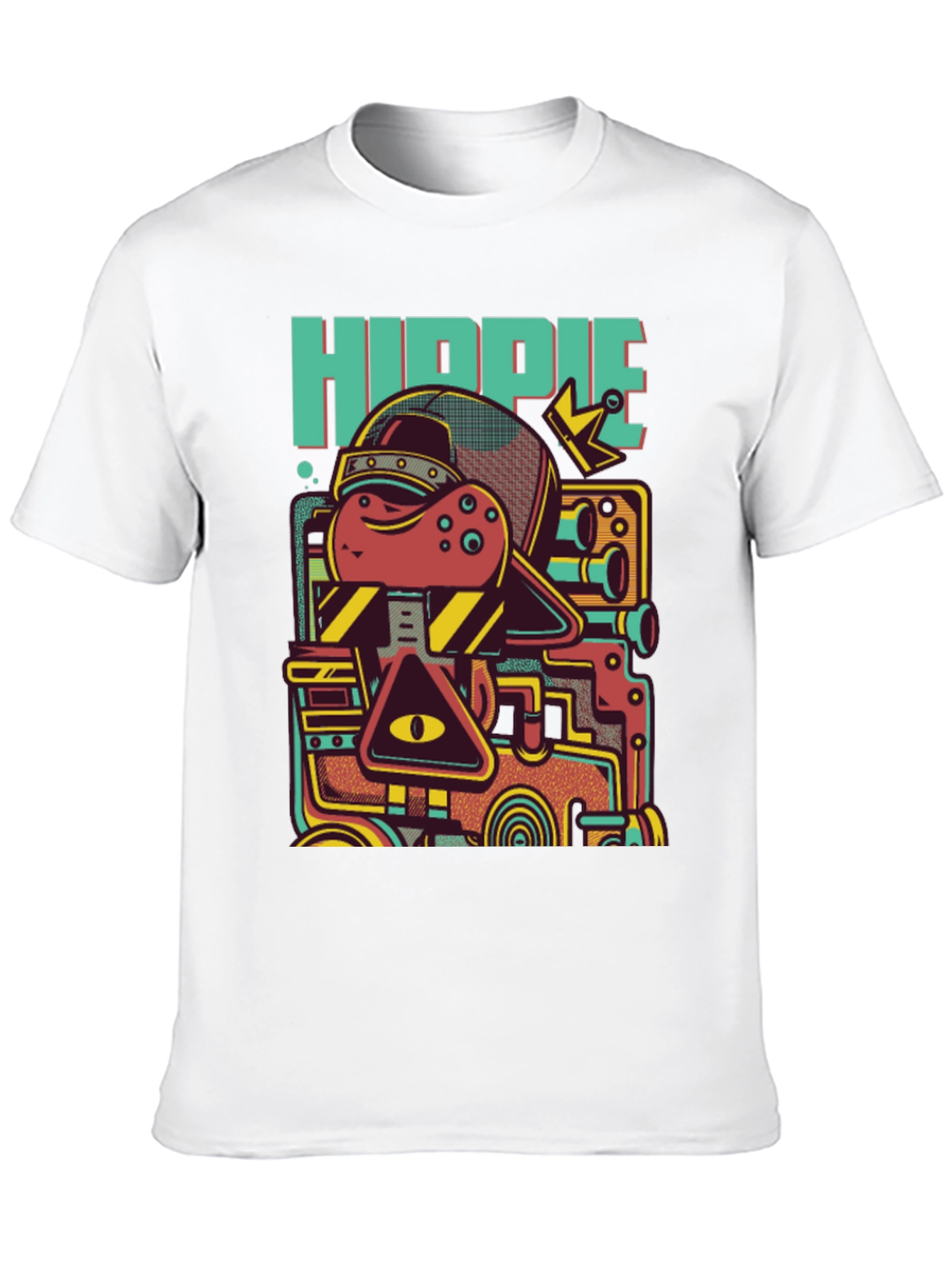 Black Hippie Robot Black Graphic T-Shirt view 10