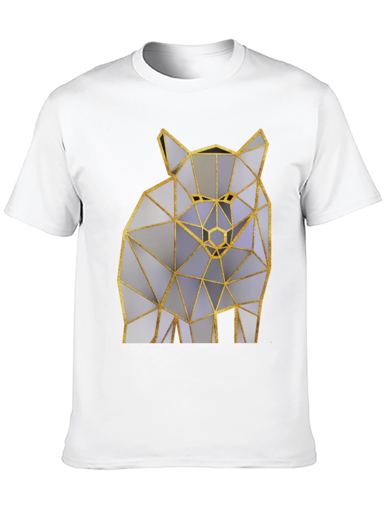 Black Geometric Wolf Graphic Tee - Modern Art Shirt view 10