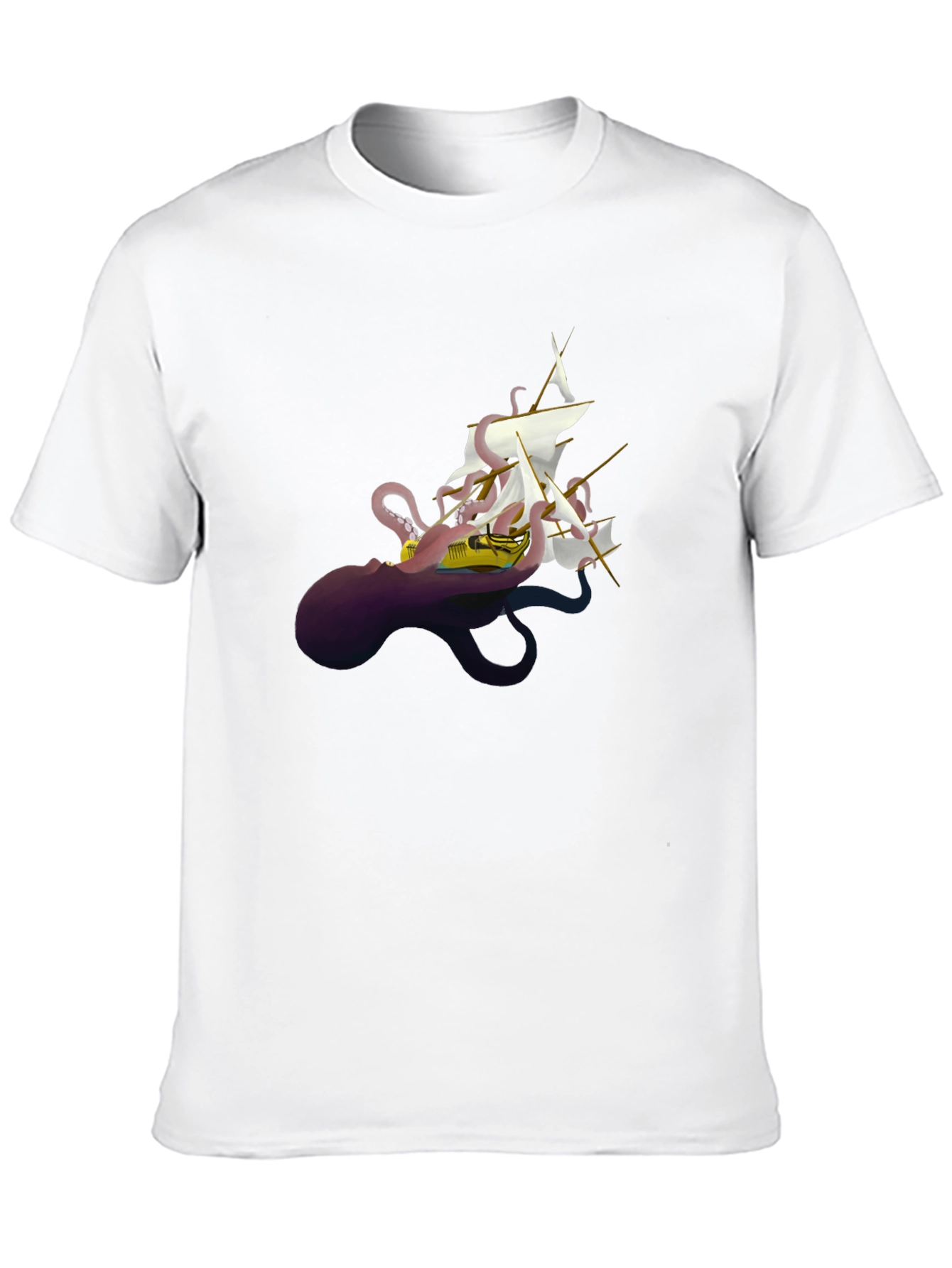 Black Octopus Ship Black T-Shirt - Unique Kraken Graphic Tee view 10