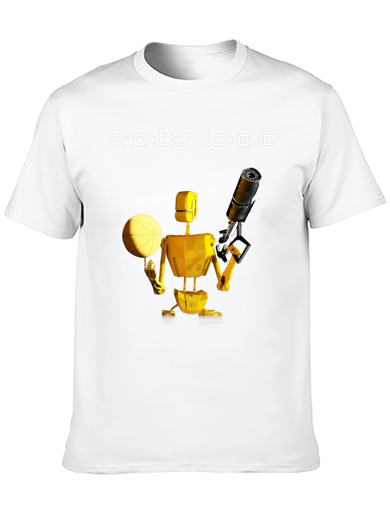 Black Shooter League Robot Basketball T-Shirt view 10