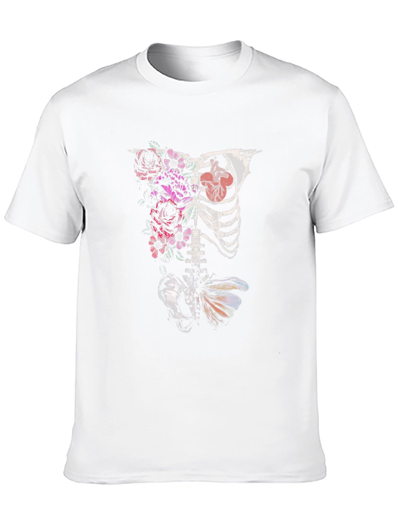 Black Floral Skeleton Graphic T-Shirt - Unique Design Tee view 10