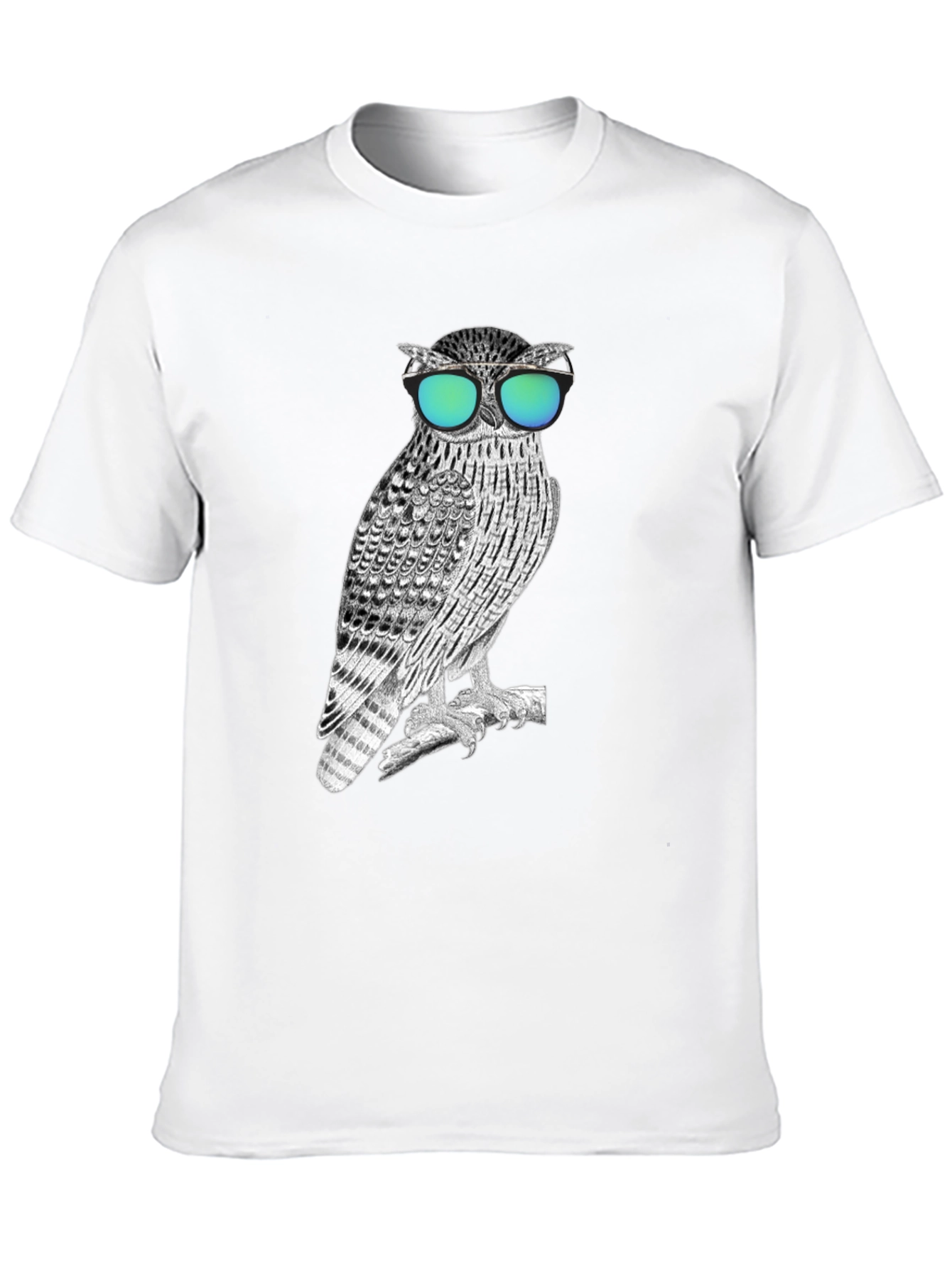 Black Cool Owl Graphic Tee - Black Cotton Blend view 10