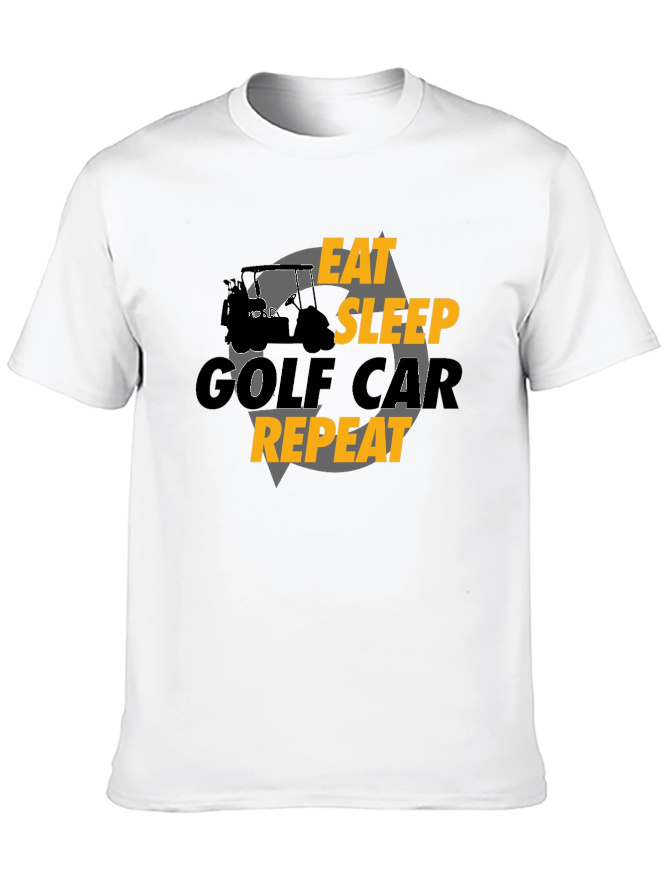 Black Eat Sleep Golf Car Repeat Black Graphic Tee view 10