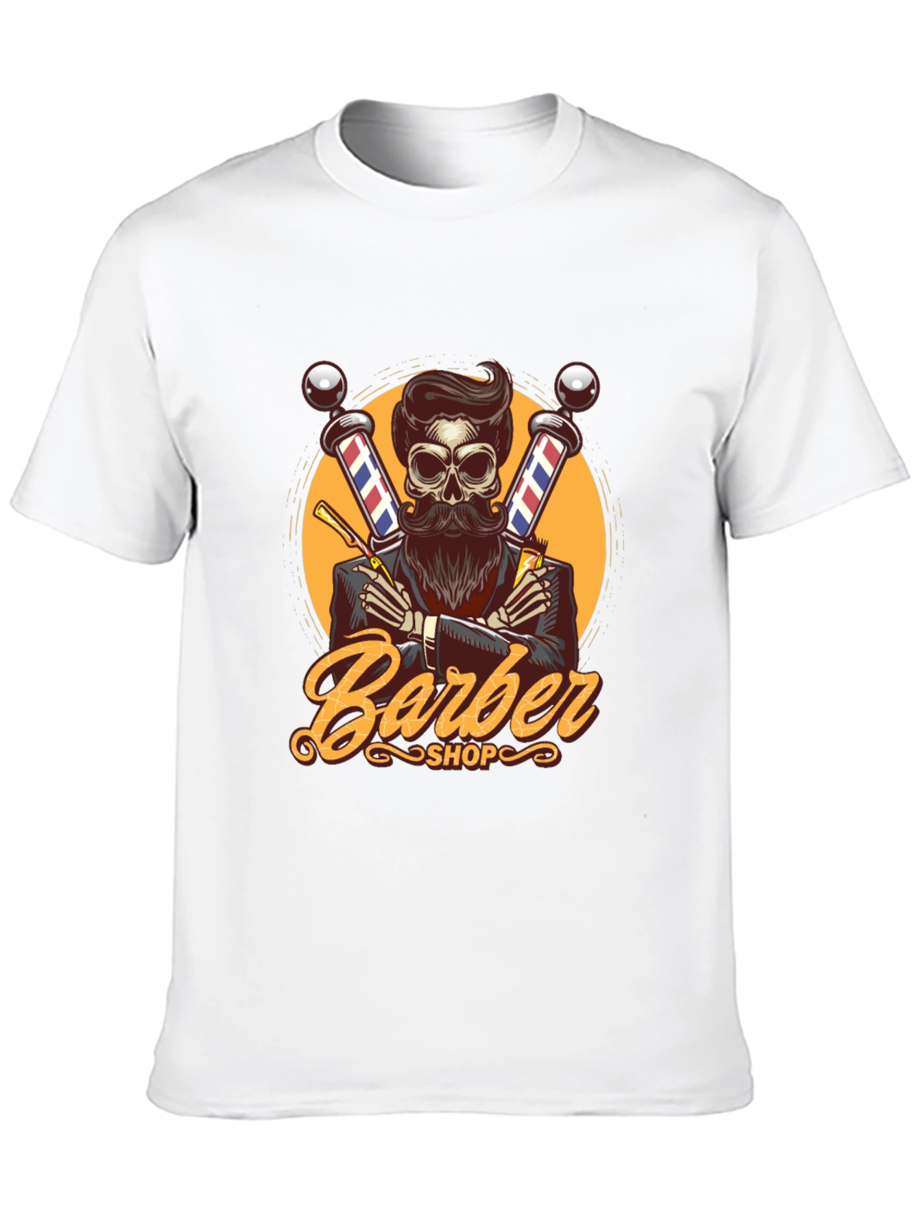 Black Barber Shop Skeleton Graphic Tee view 10
