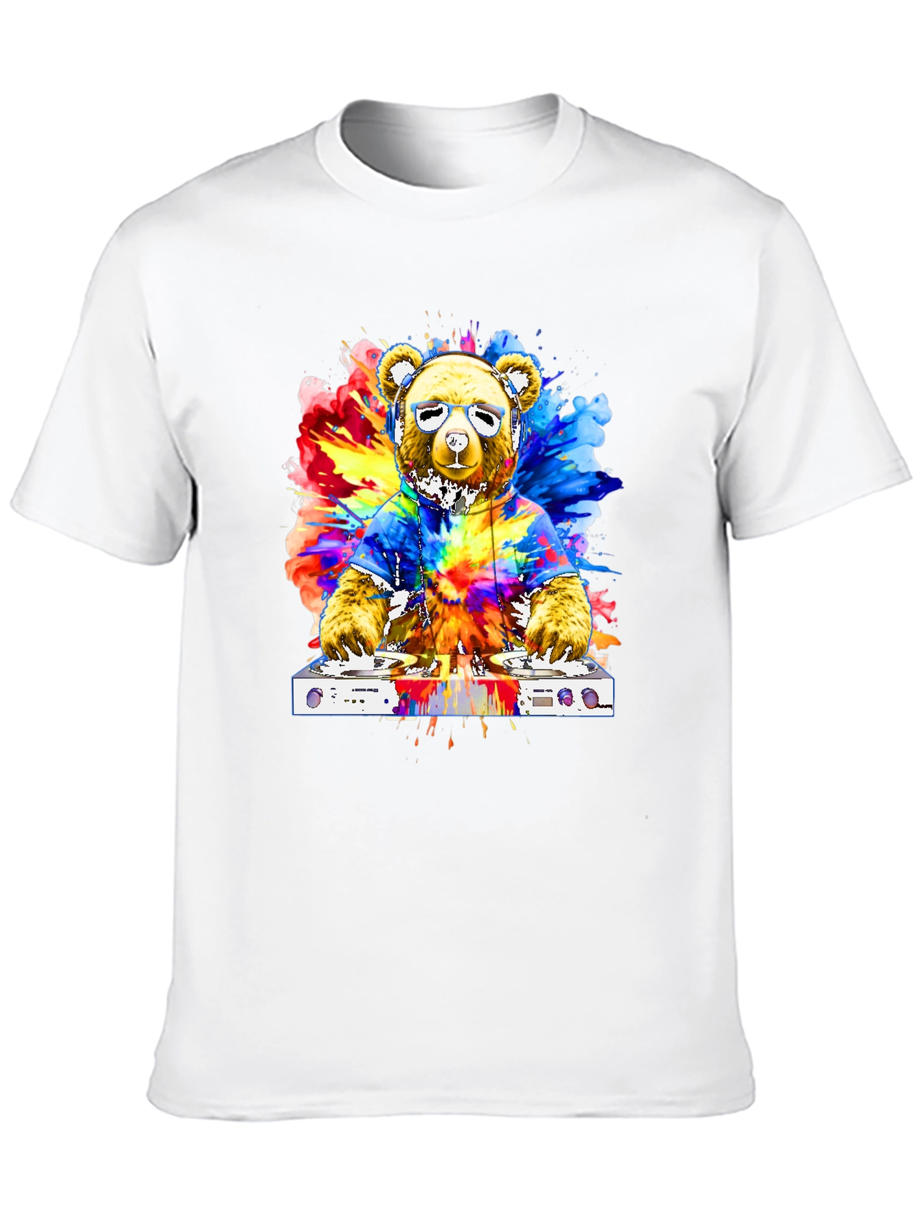 Black DJ Bear Tie-Dye Graphic Tee view 10