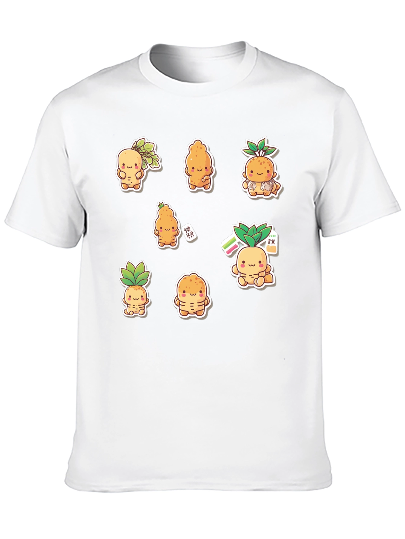Black Cute Cartoon Root Vegetable Graphic T-Shirt view 10