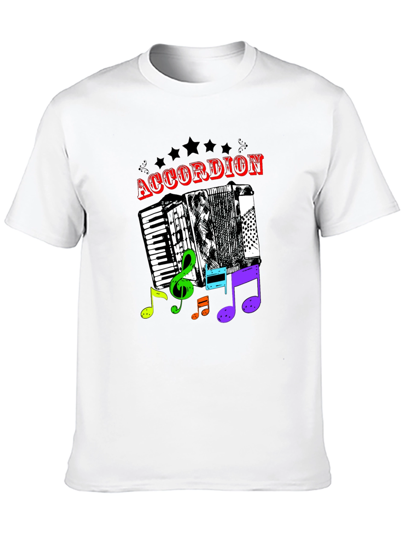 Black Accordion & Music Notes Graphic T-Shirt - Unisex view 10