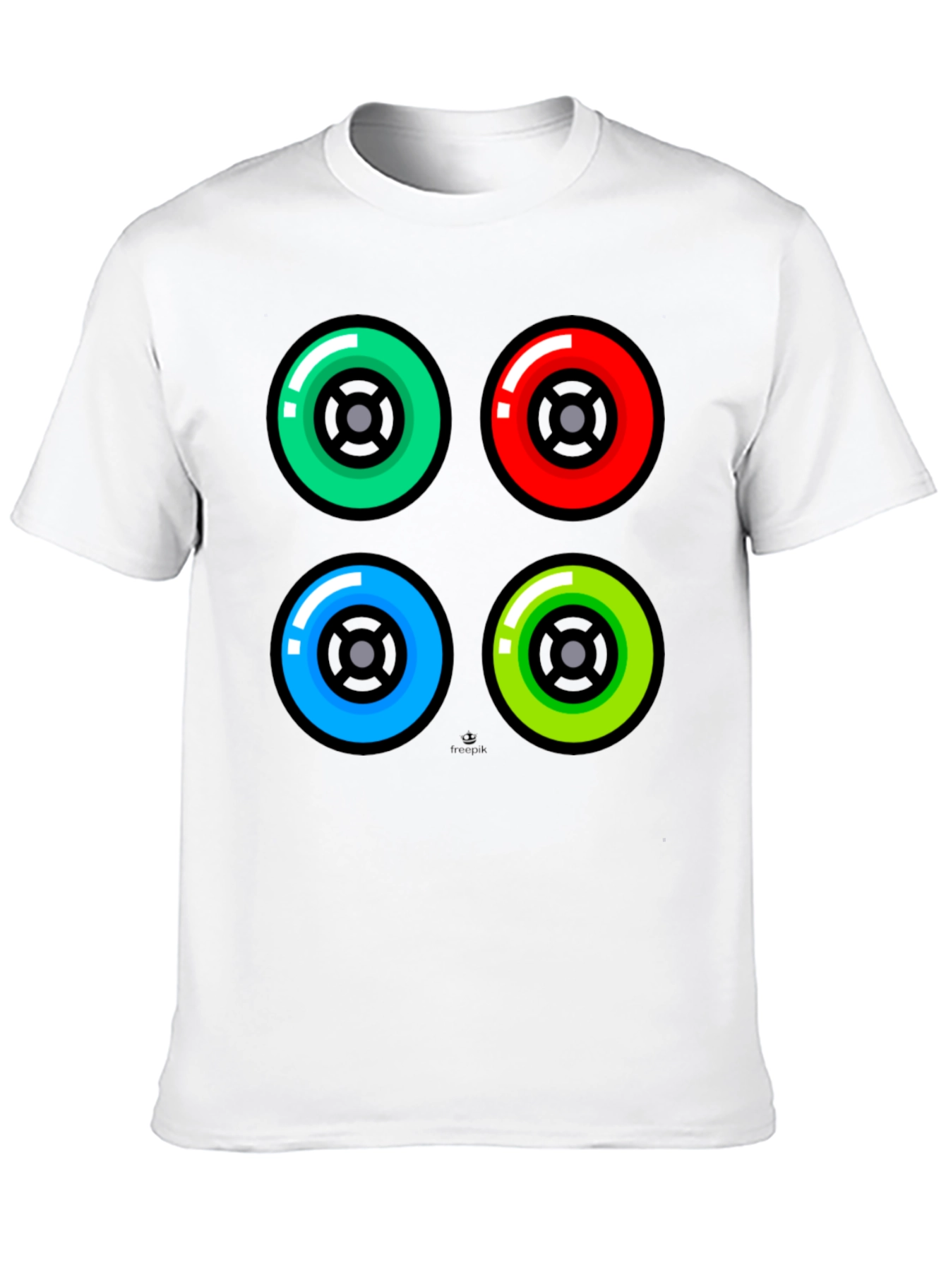 Black Colorful Wheels Graphic Tee - Black Cotton T-Shirt view 10