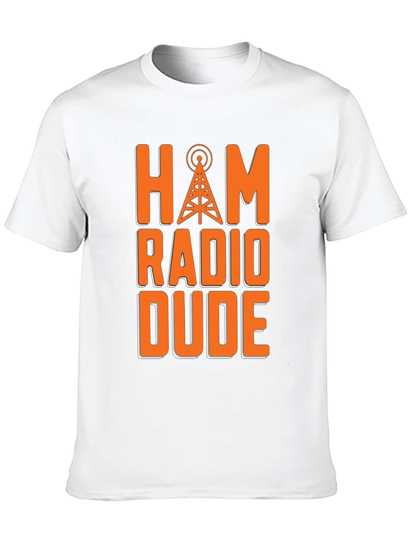 Black Ham Radio Dude T-Shirt - Orange Radio Tower Design view 10