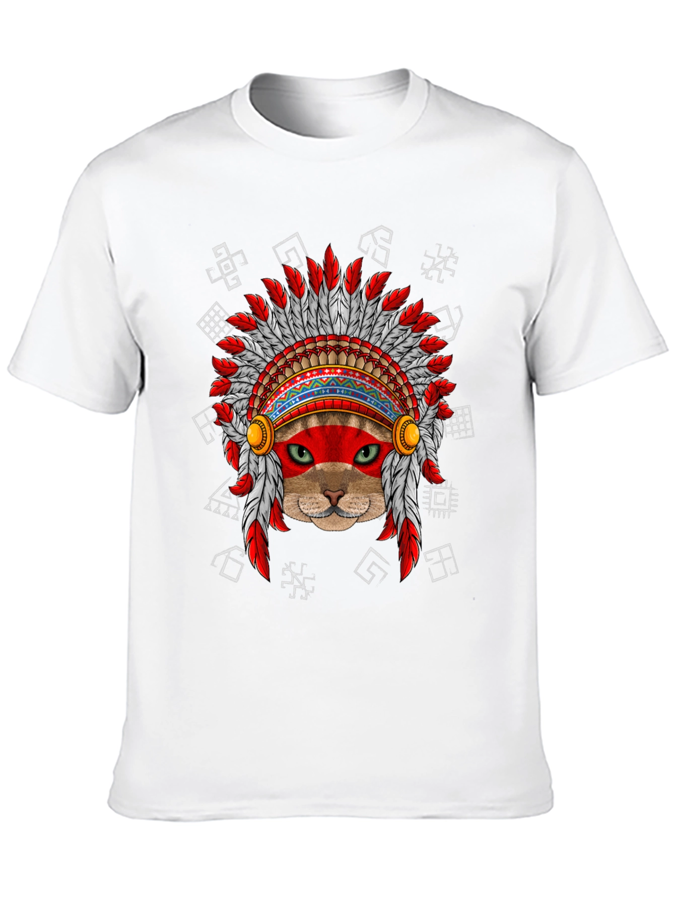 Black Native American Cat T-Shirt view 10