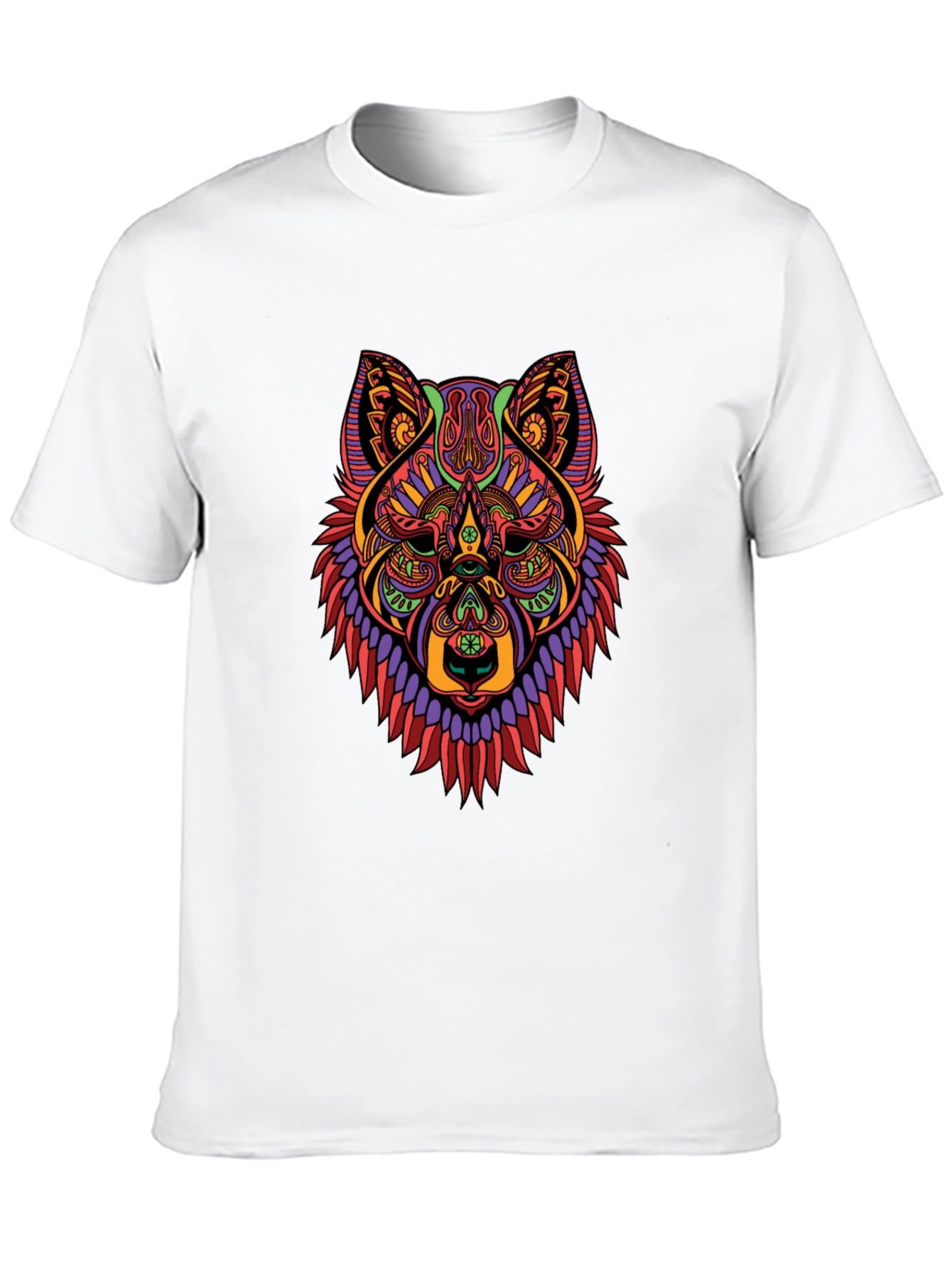Black Abstract Wolf Head Graphic Black T-Shirt view 10