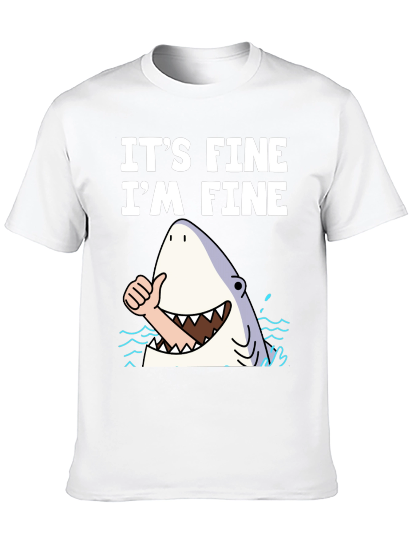 Black It's Fine I'm Fine Shark T-Shirt view 10