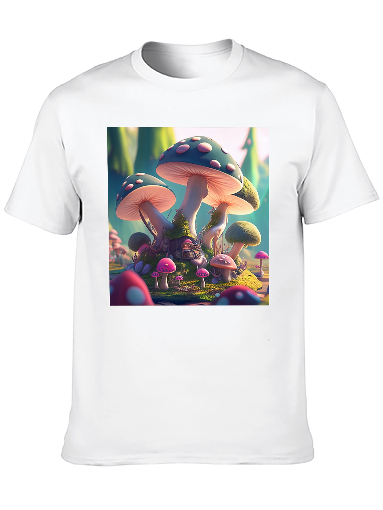 Black Magical Mushroom House T-Shirt view 10