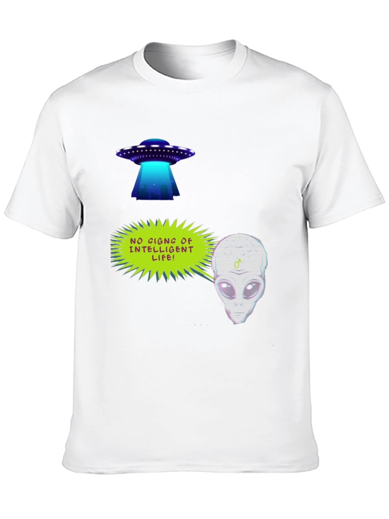Black UFO Alien Graphic T-Shirt - No Signs of Intelligent Life! view 10