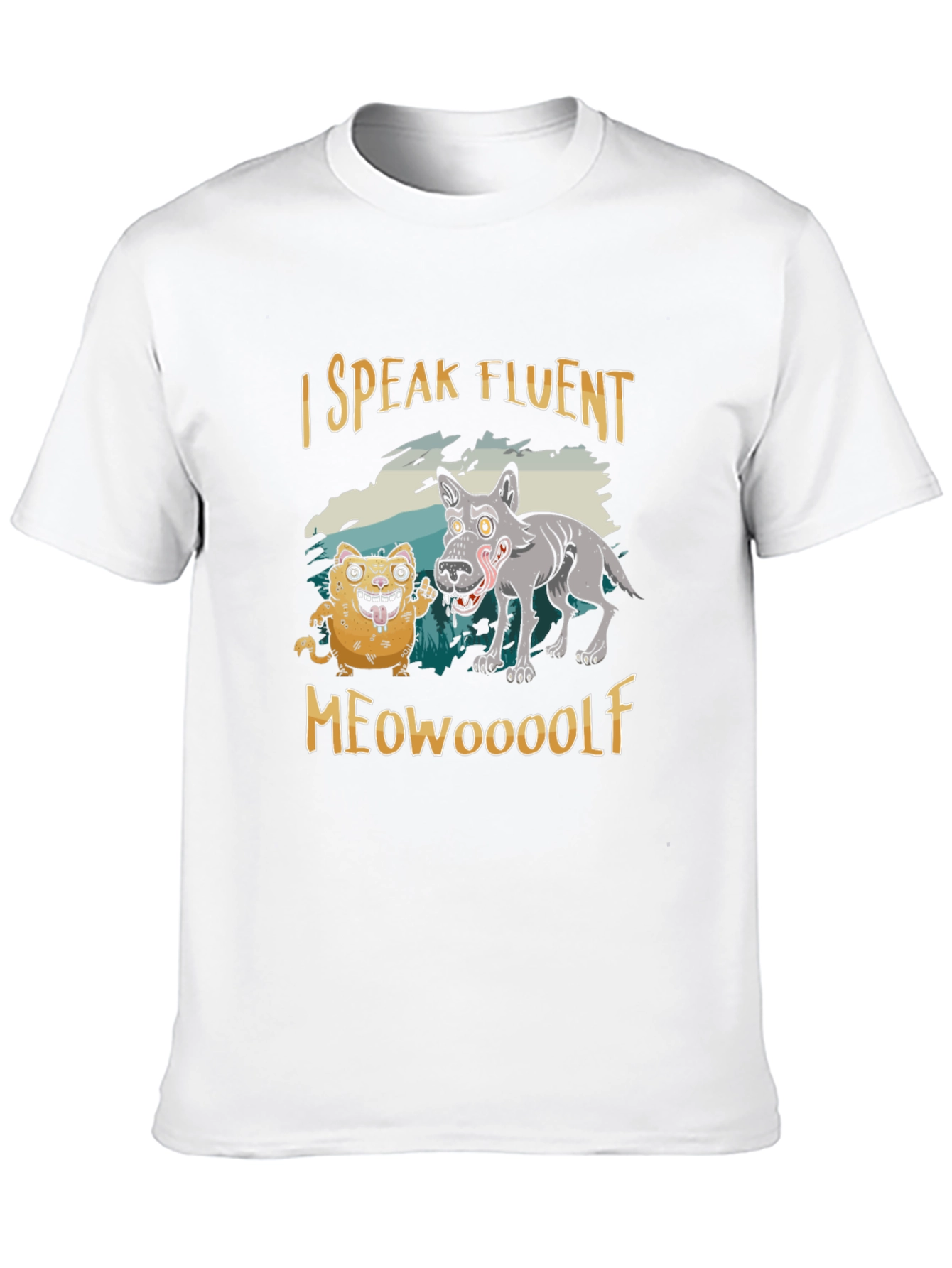 Black I Speak Fluent Meowooolf Funny Novelty T-Shirt view 10