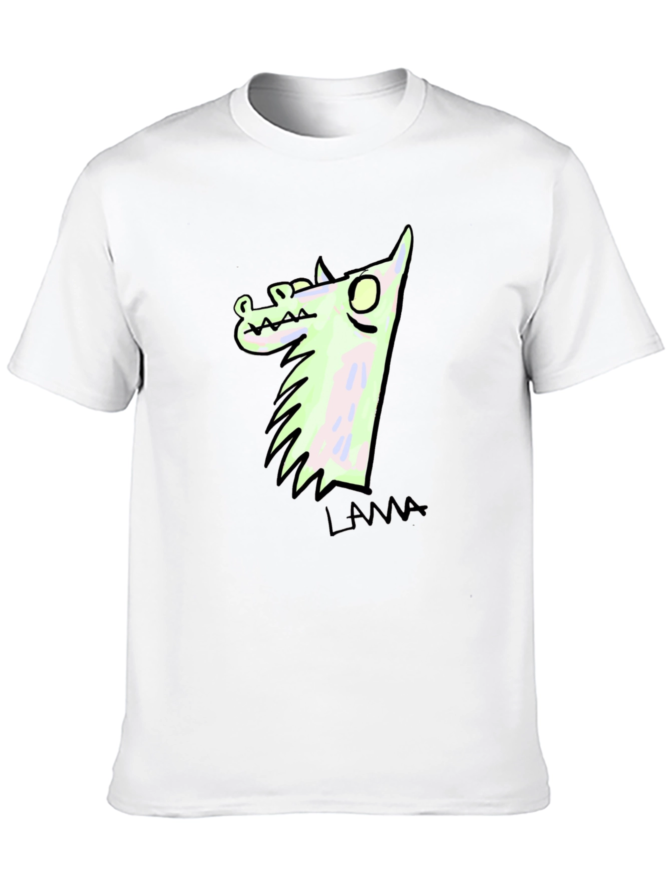 Black Llama Cartoon Graphic Print Black T-Shirt view 10