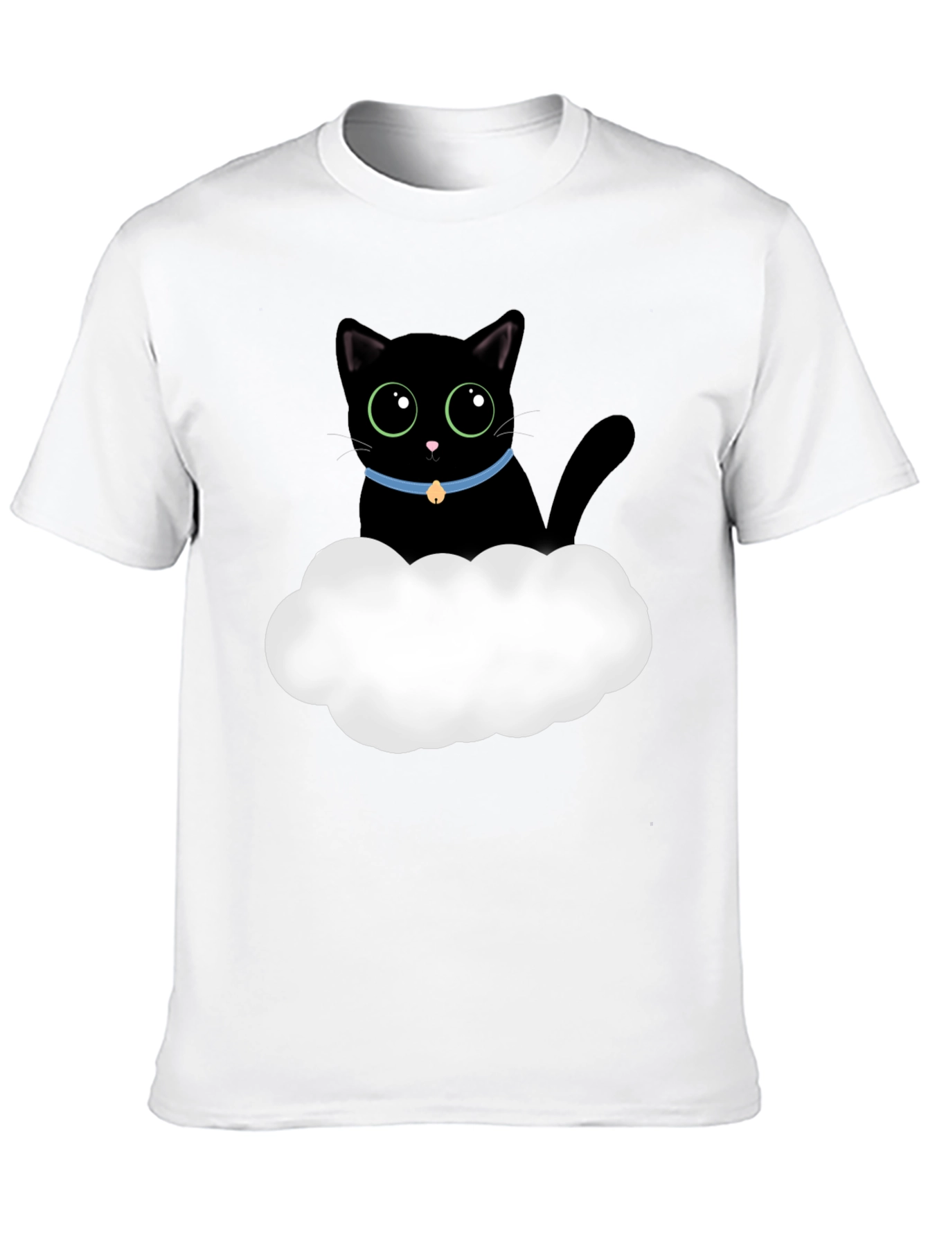 Black Cute Black Cat Cloud T-Shirt - Soft Cotton Tee view 10