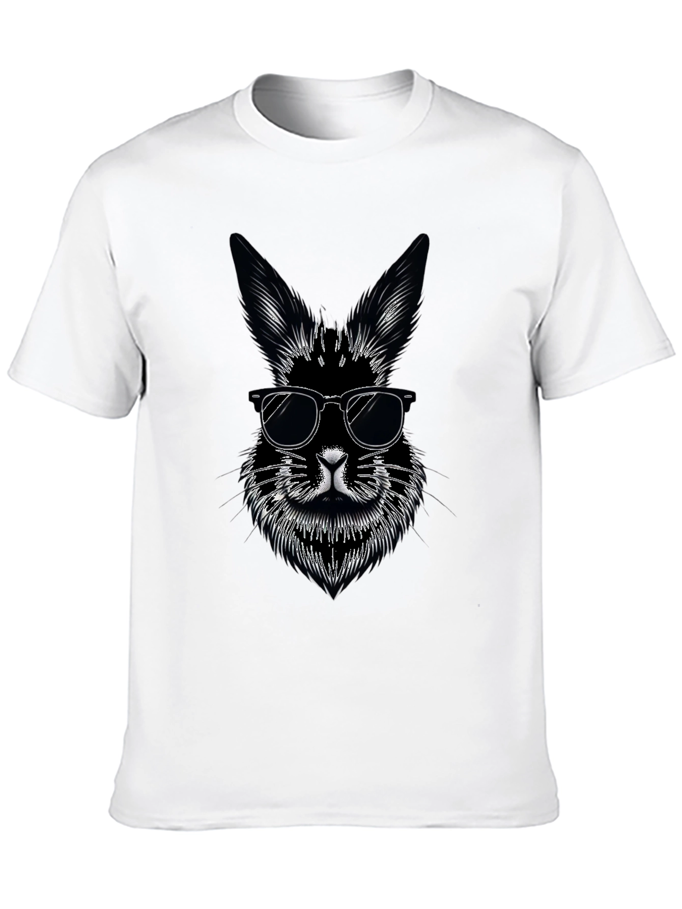 Black Cool Rabbit Graphic Tee - Black Cotton T-Shirt view 10