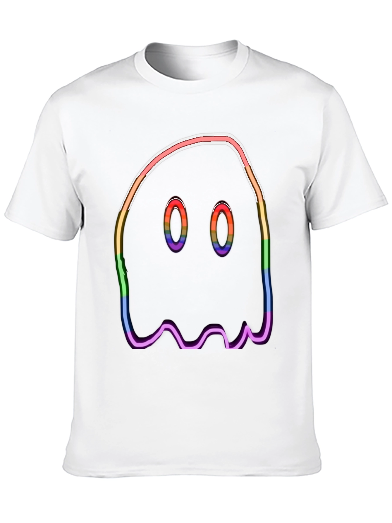 Black Rainbow Ghost Graphic Tee - Halloween Spooky Shirt view 10