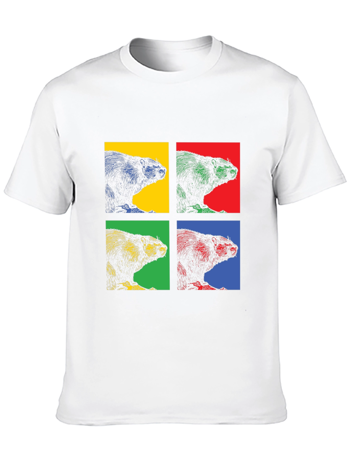 Black Retro Beaver Pop Art Graphic Tee - Black Cotton T-Shirt view 10