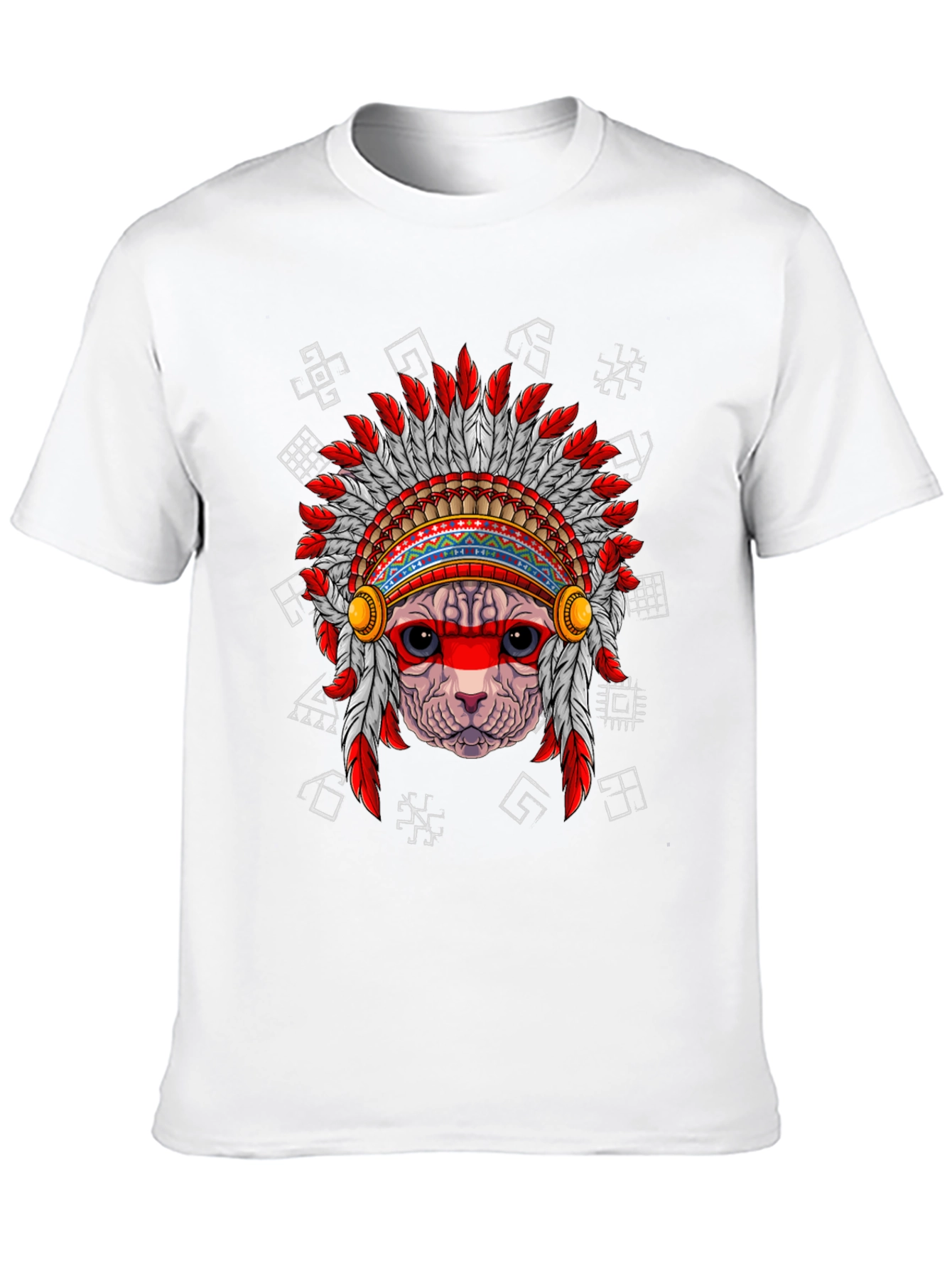 Black Native American Cat T-Shirt, Unique Graphic Tee view 10