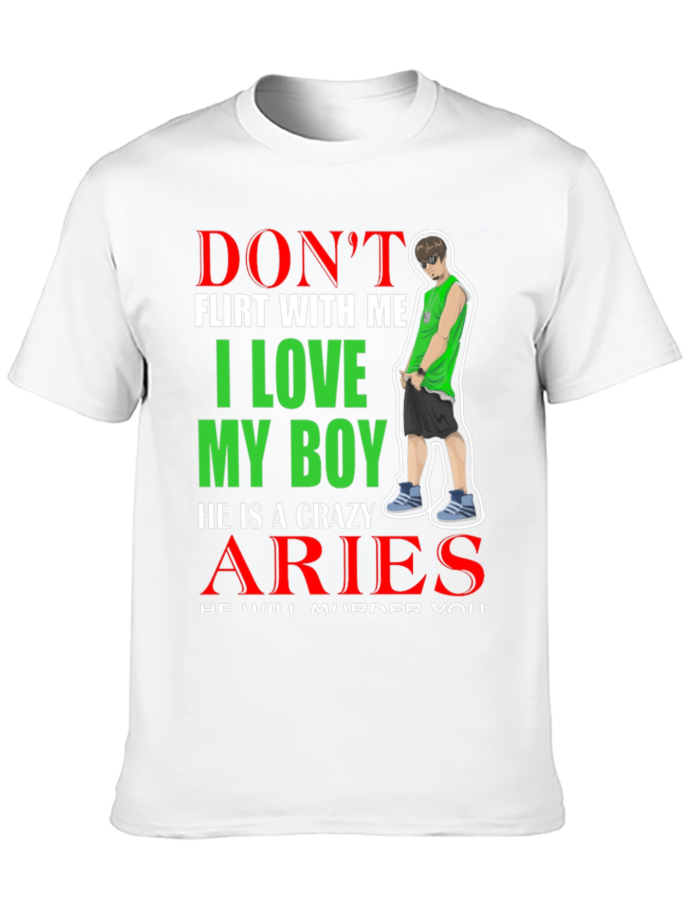 Black Don't Flirt With Me, Aries Boy T-Shirt view 10