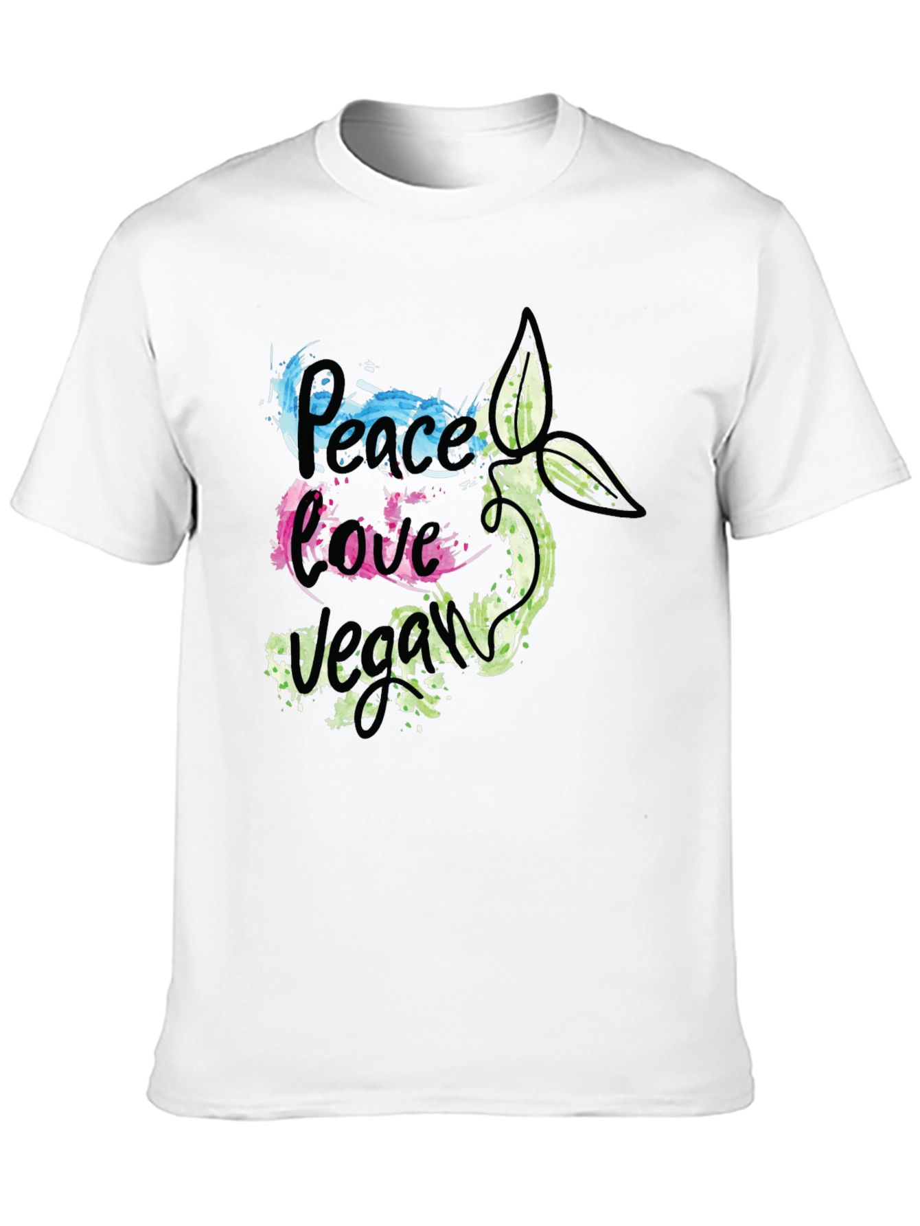 Black Peace Love Vegan Graphic T-Shirt view 10