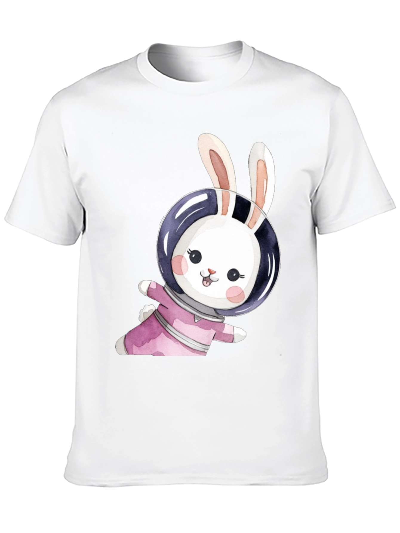 Black Cute Bunny Astronaut Black T-Shirt view 10