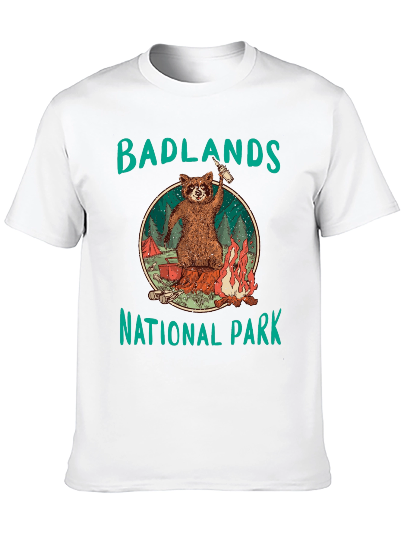 Black Badlands National Park Raccoon Camping Black T-Shirt view 10