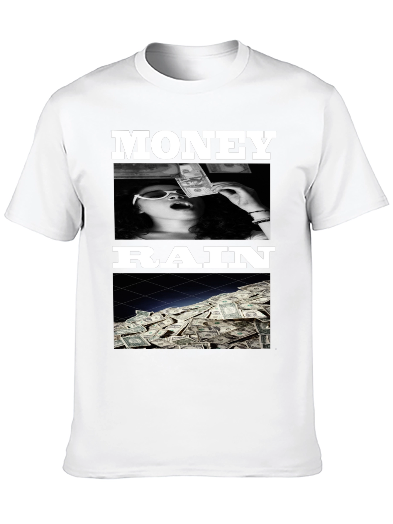 Black Money Rain Graphic Tee - Trendy Black T-Shirt view 10