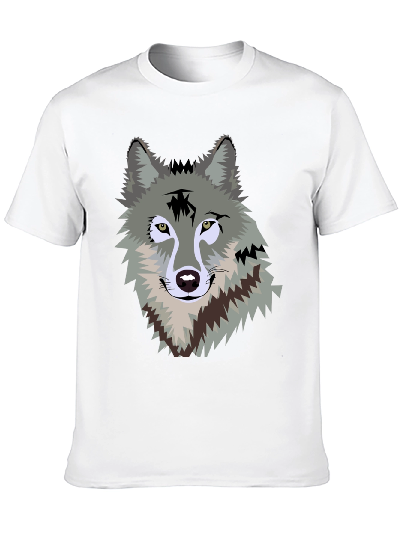 Black Men's Black T-Shirt with Wolf Graphic view 10
