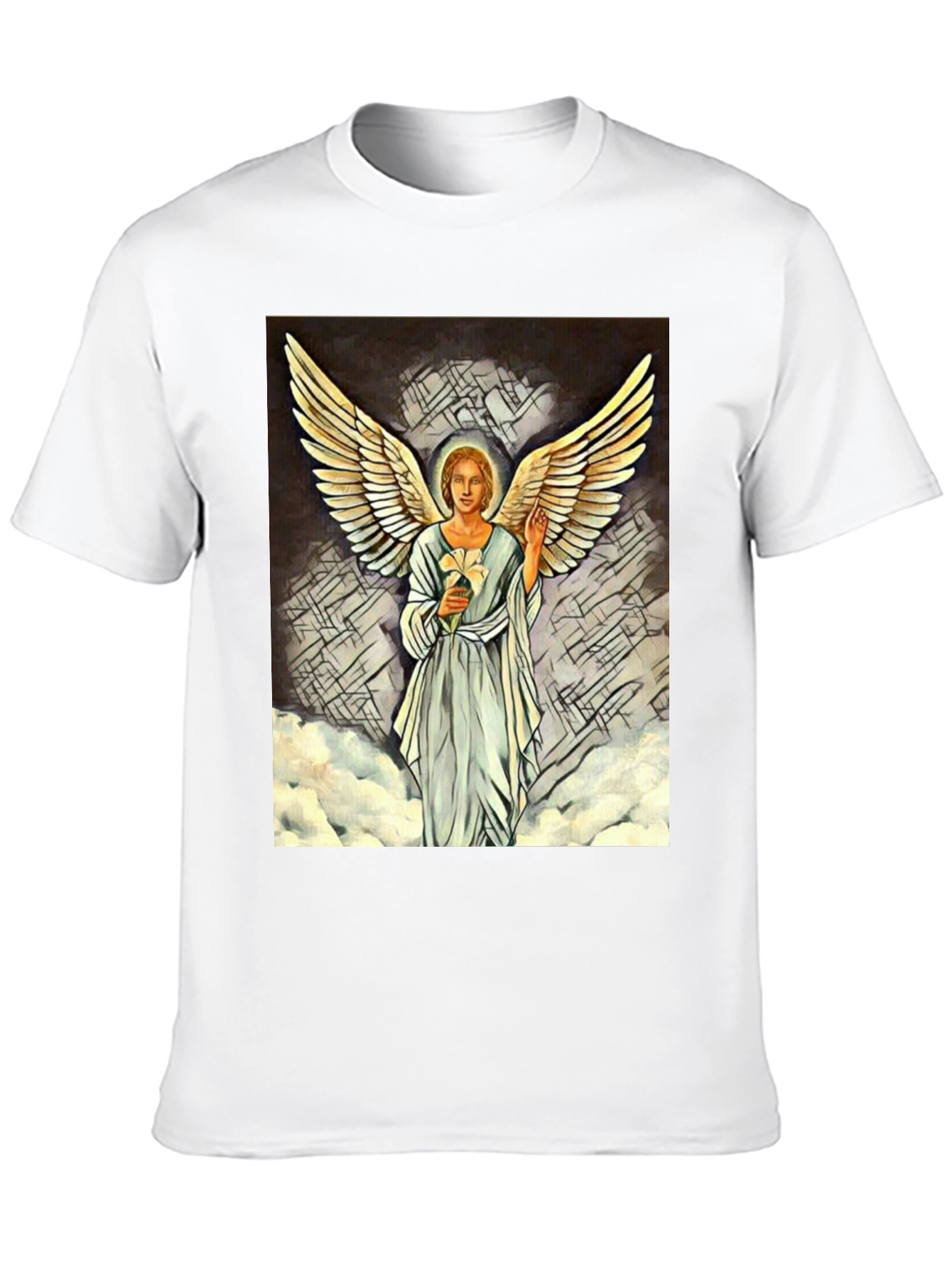 Black Angel Wings Graphic Print Black T-Shirt view 10