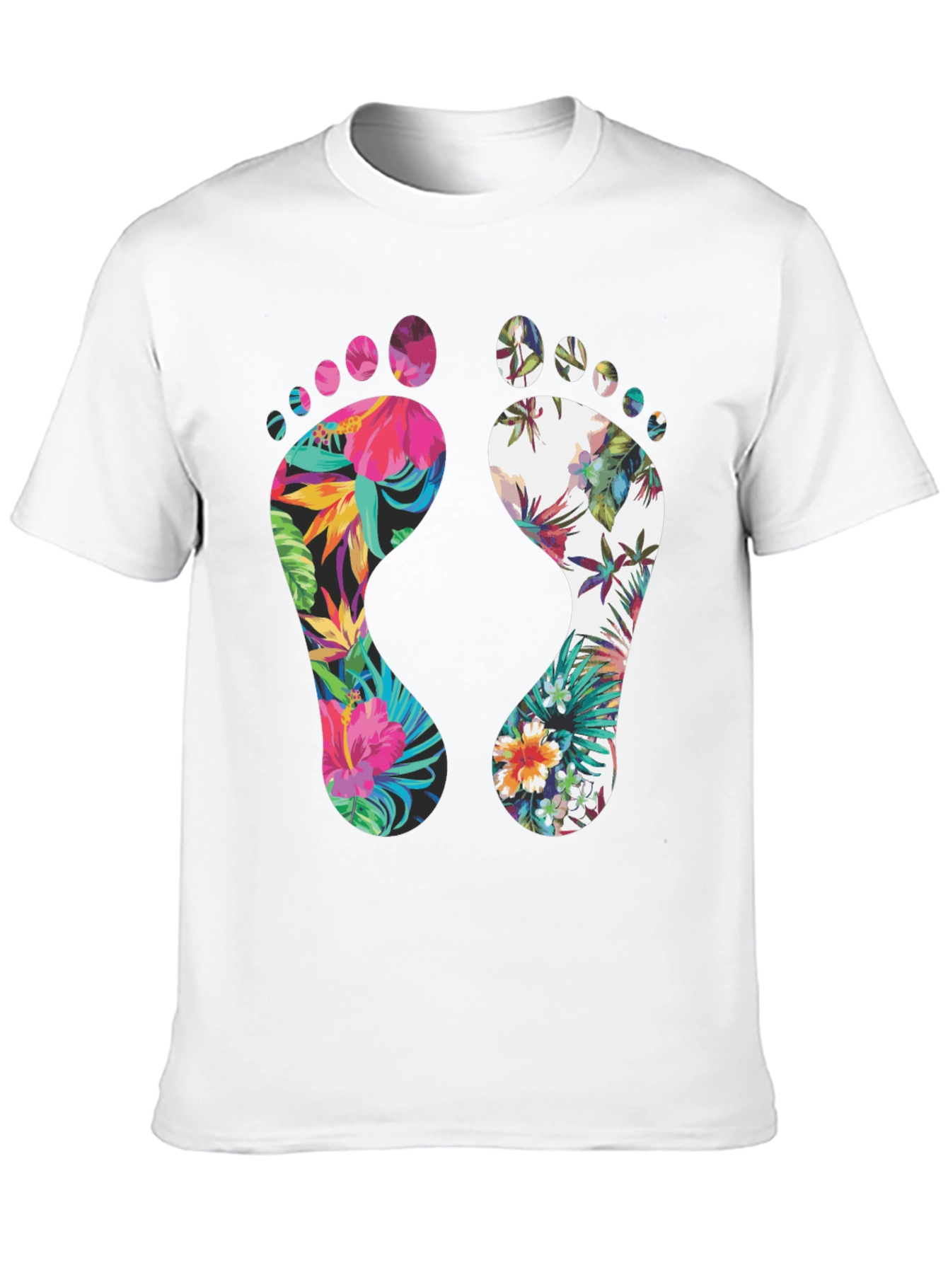 Black Tropical Floral Footprint T-Shirt view 10