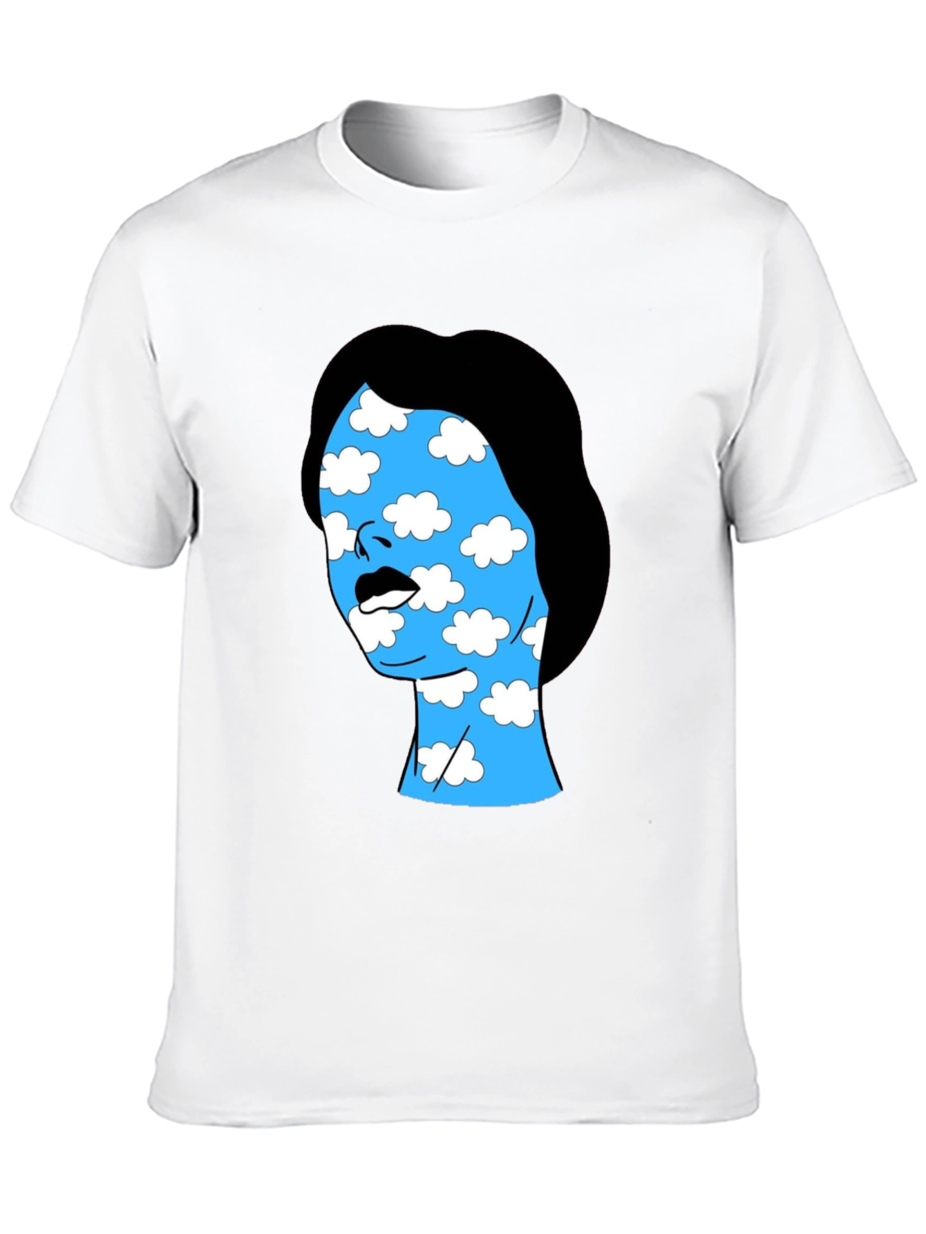 Black Cloud Face Graphic Tee - Black Cotton Blend T-Shirt view 10