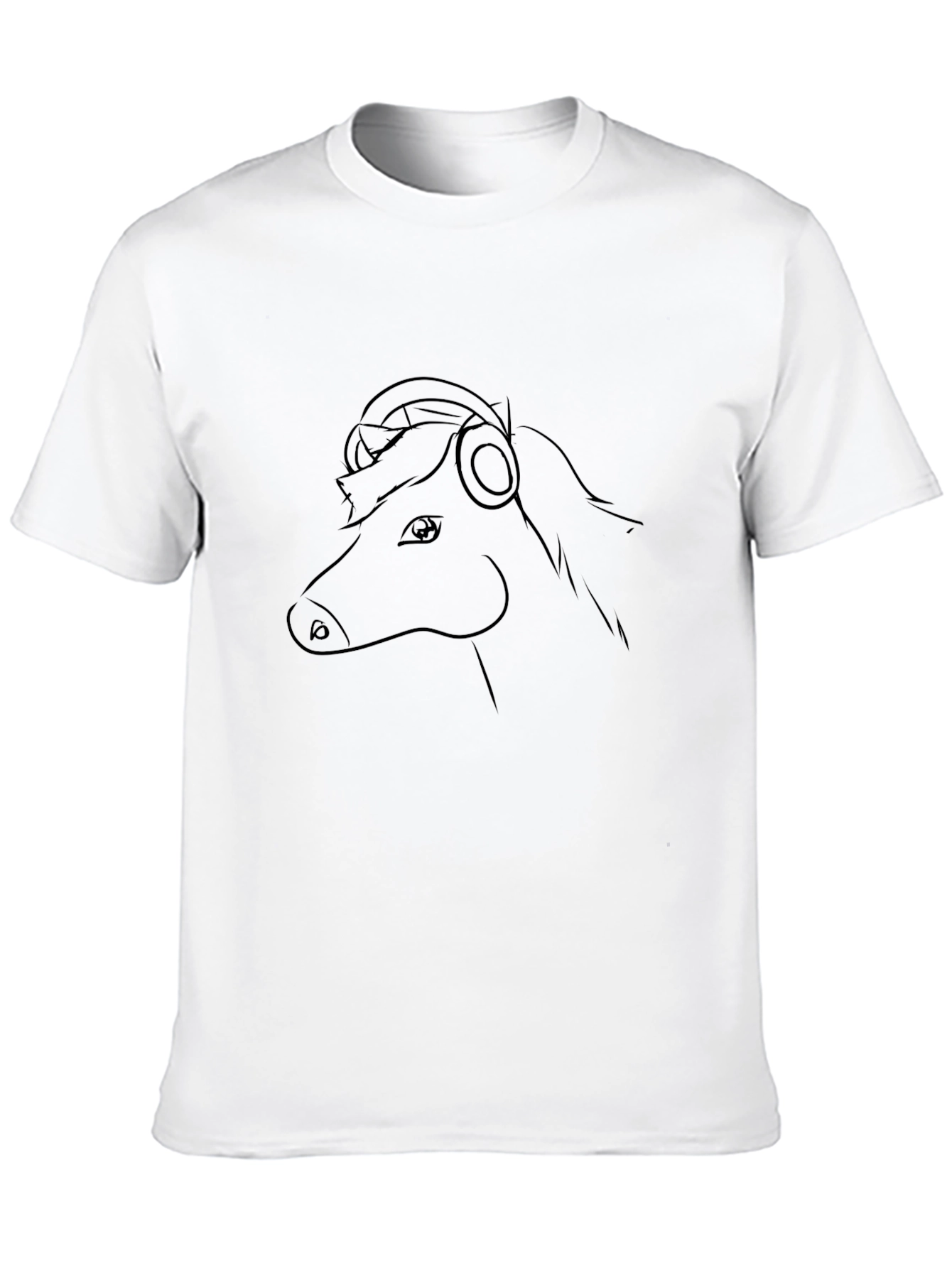 Black Horse with Headphones Graphic Tee - Black view 10