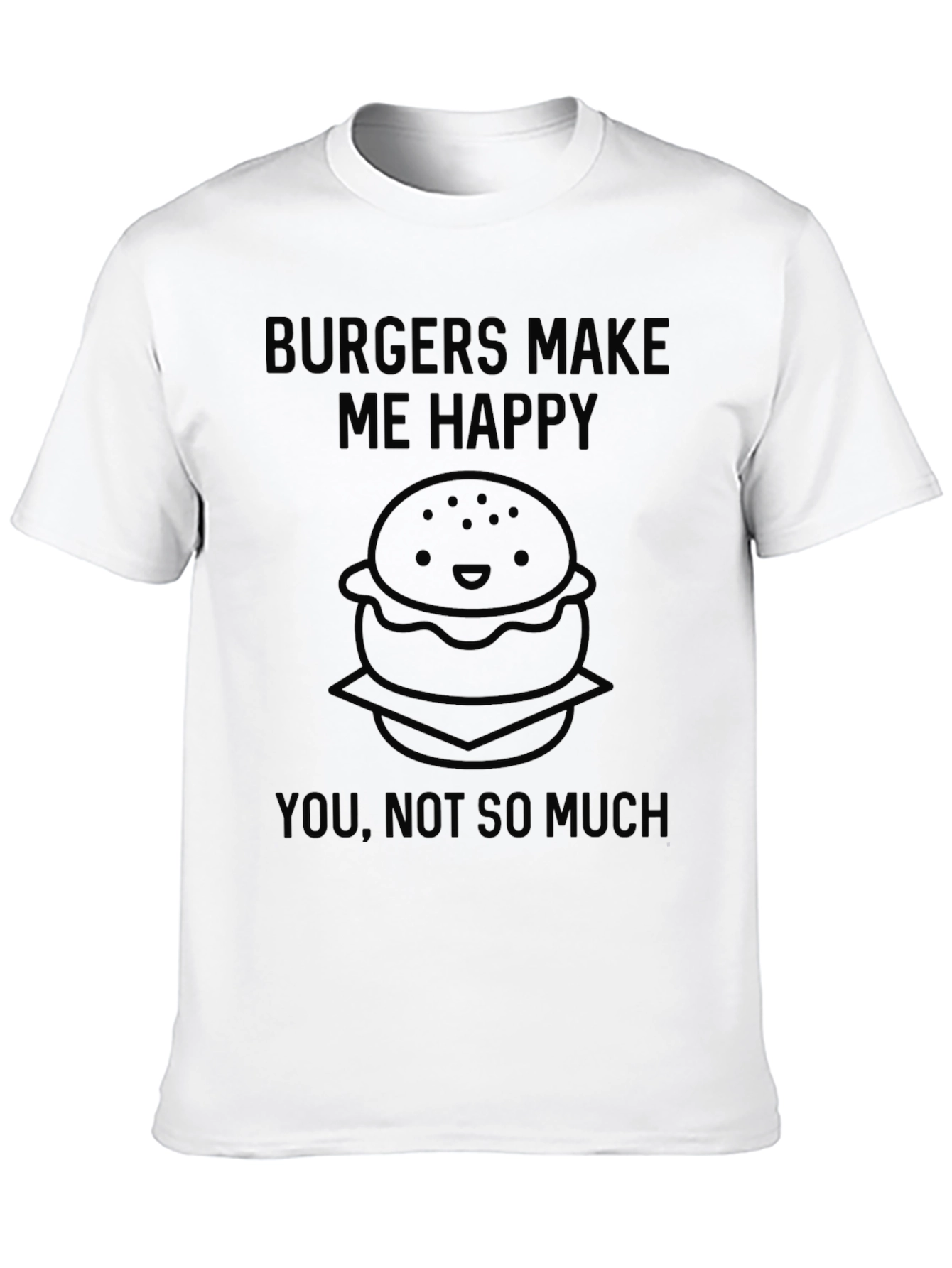Black Burgers Make Me Happy Graphic Tee - Black Casual T-Shirt view 10