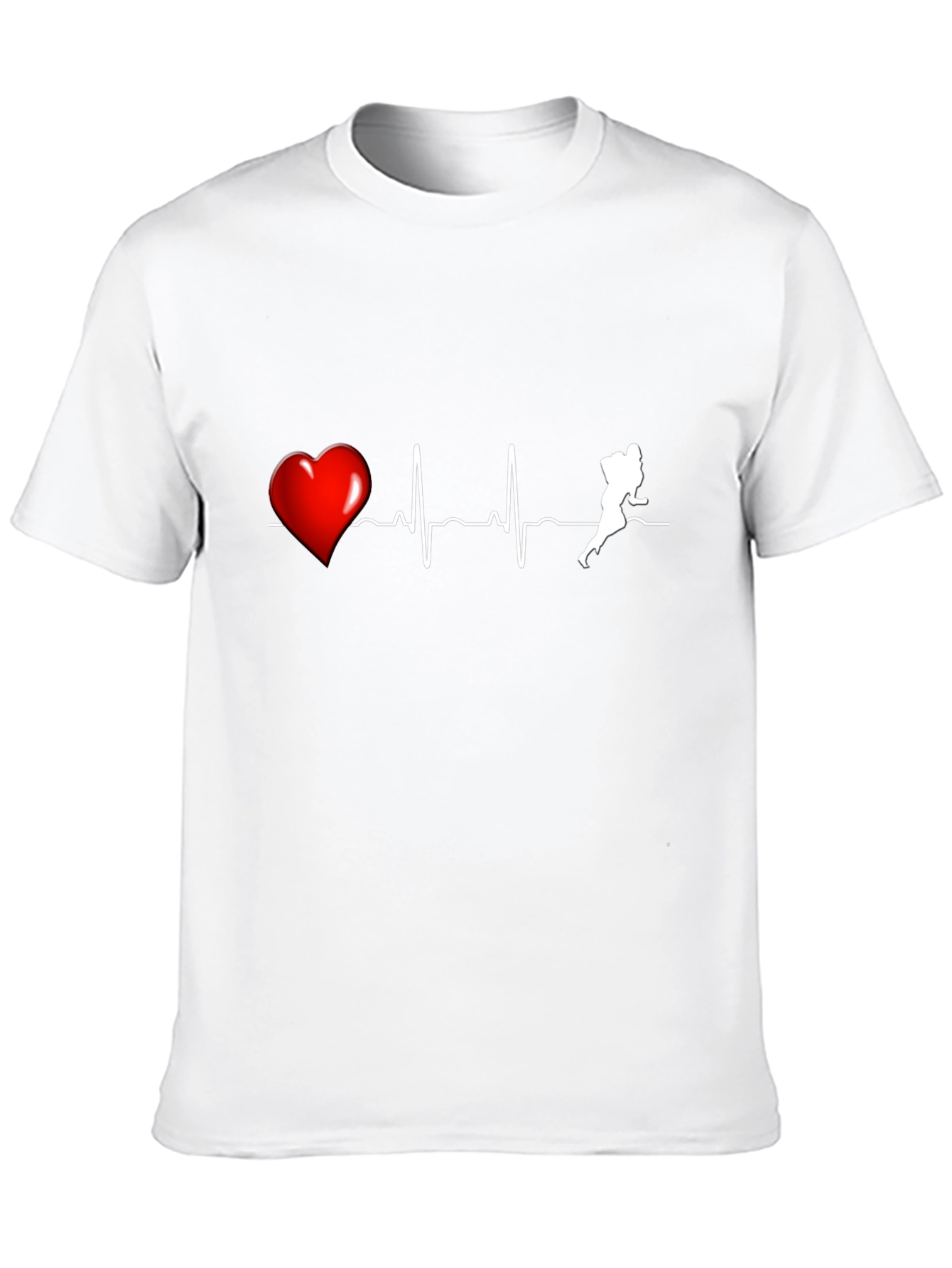 Black Football Heartbeat T-Shirt view 10