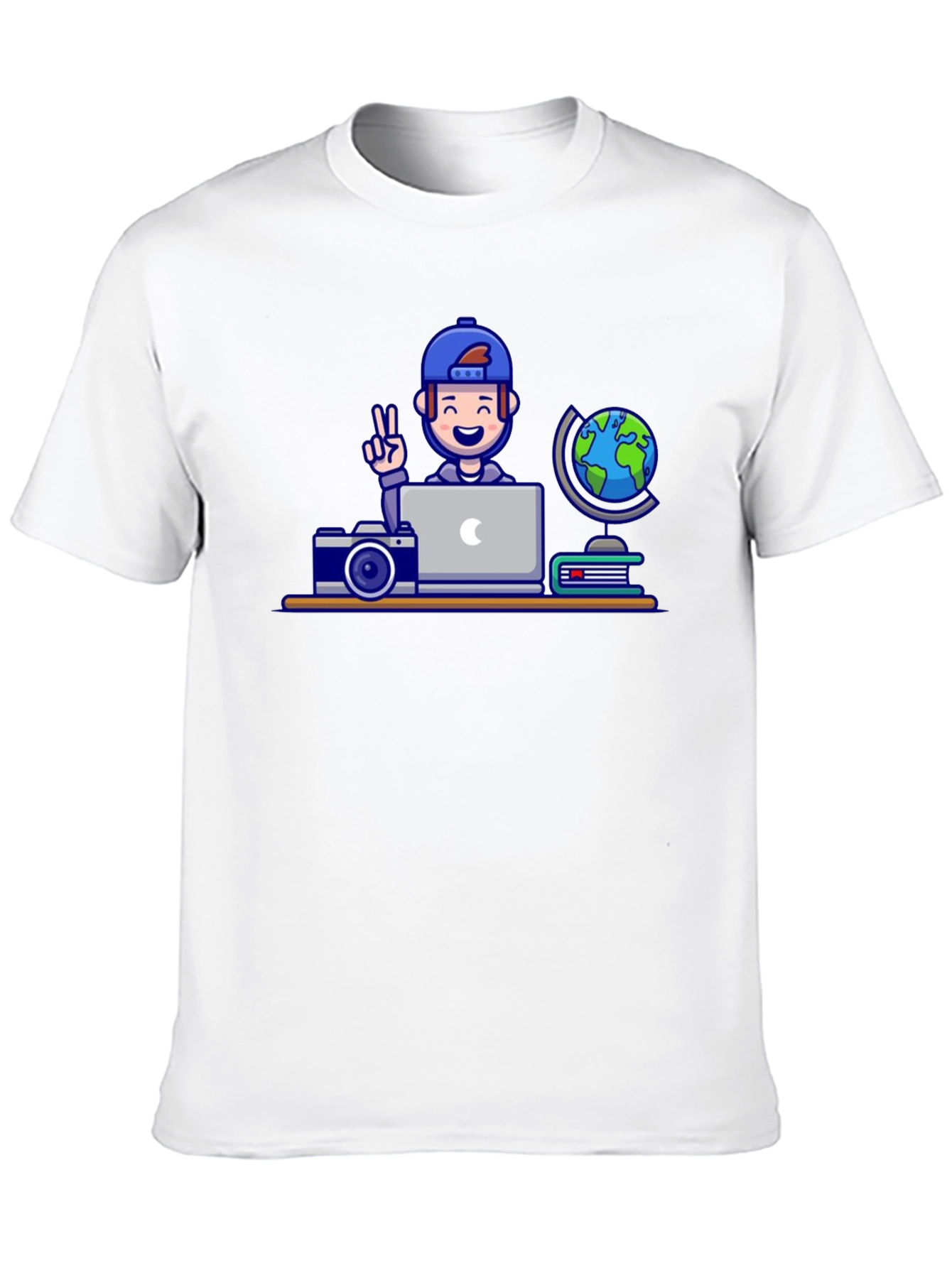 Cartoon Traveler Graphic T-Shirt - 10