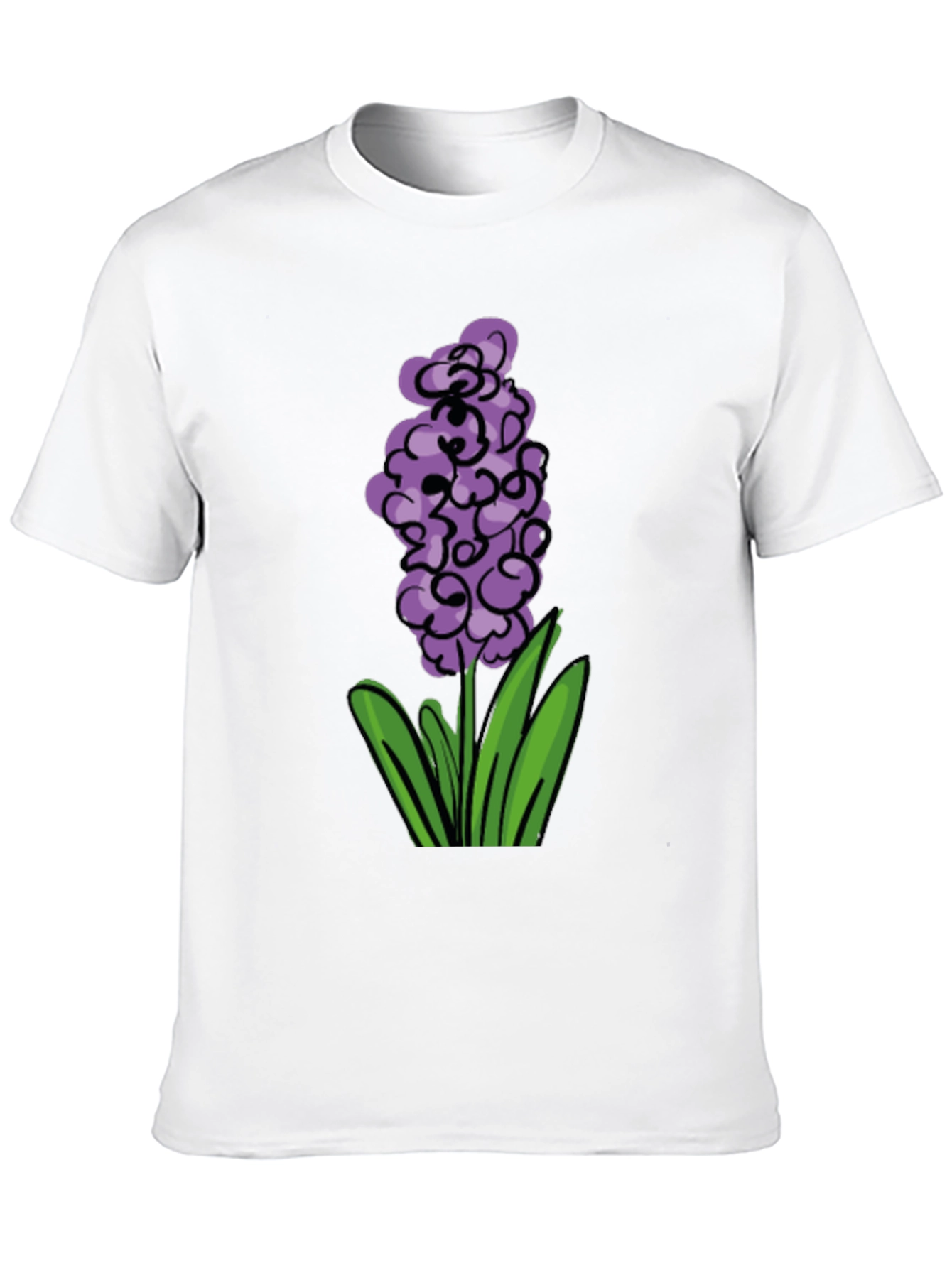 Black Floral Graphic Tee - Purple Hyacinth Design view 10