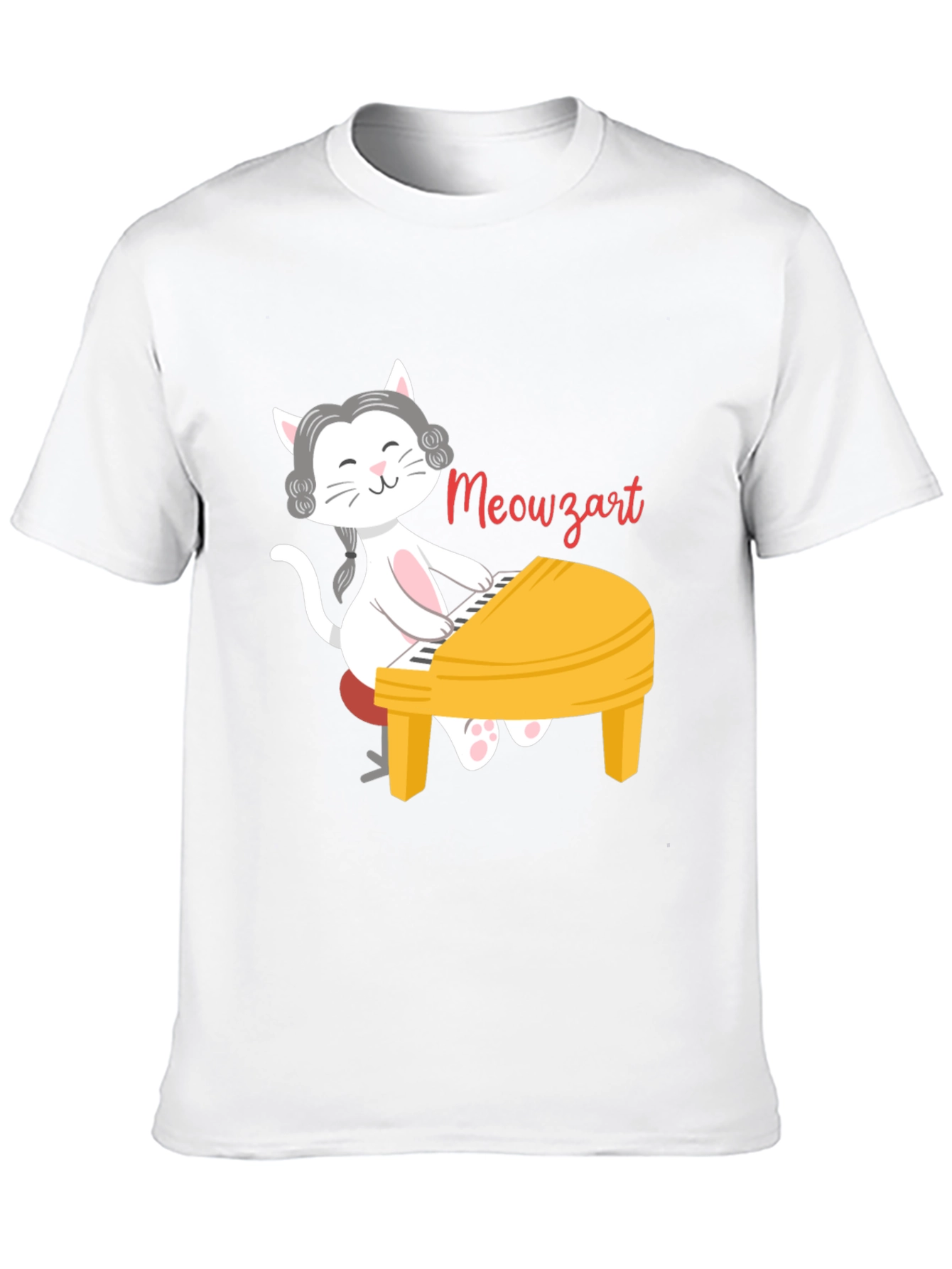 Black Meowzart Cat Playing Piano T-Shirt view 10