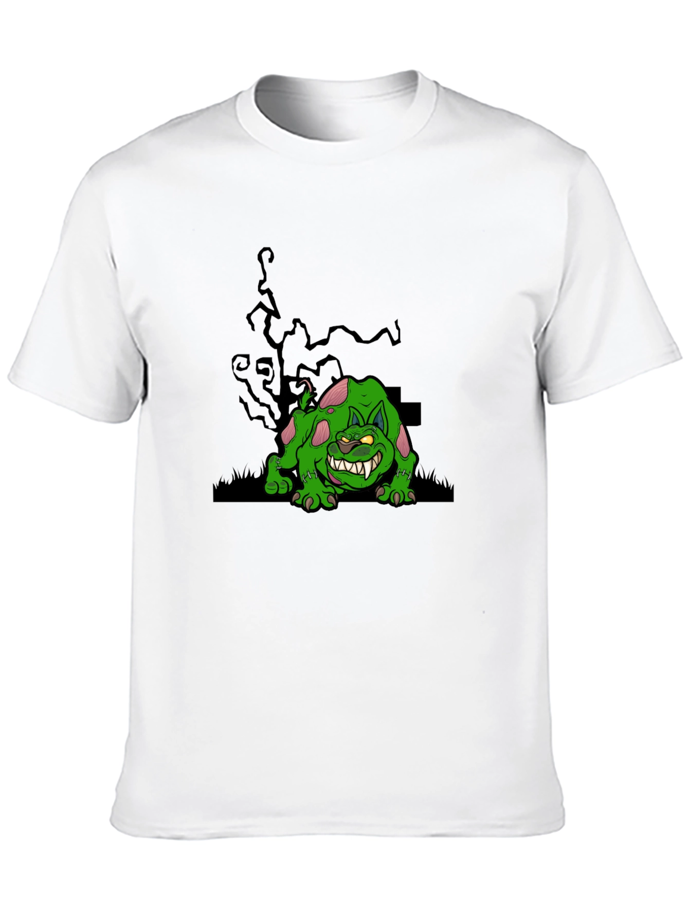 Black Monster Cat Graphic Tee - Black Cotton T-Shirt view 10